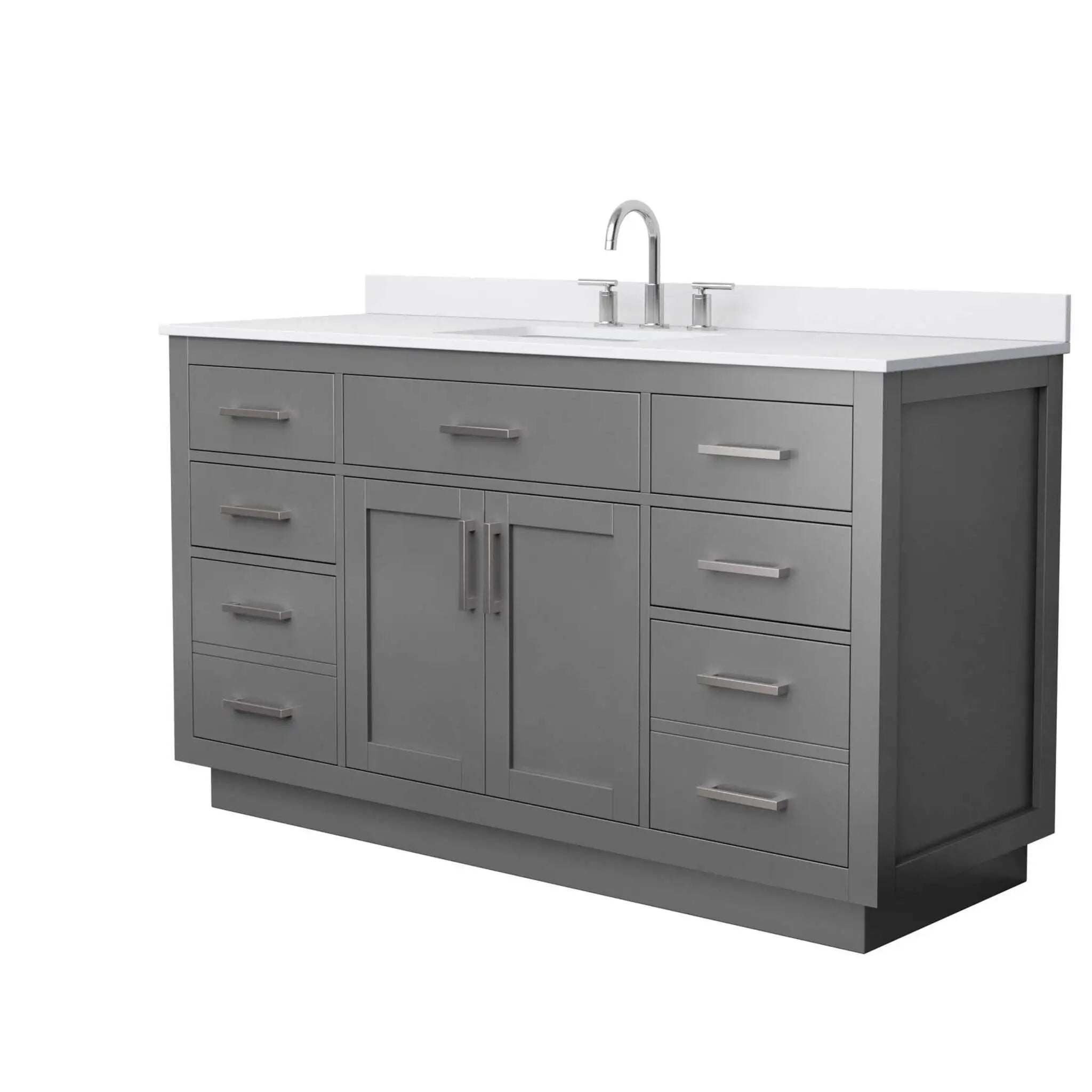 60" Beckett TK Beckett Single Bathroom Vanity with Toe Kick in Dark Gray with Brushed Nickel Trim by Wyndham
