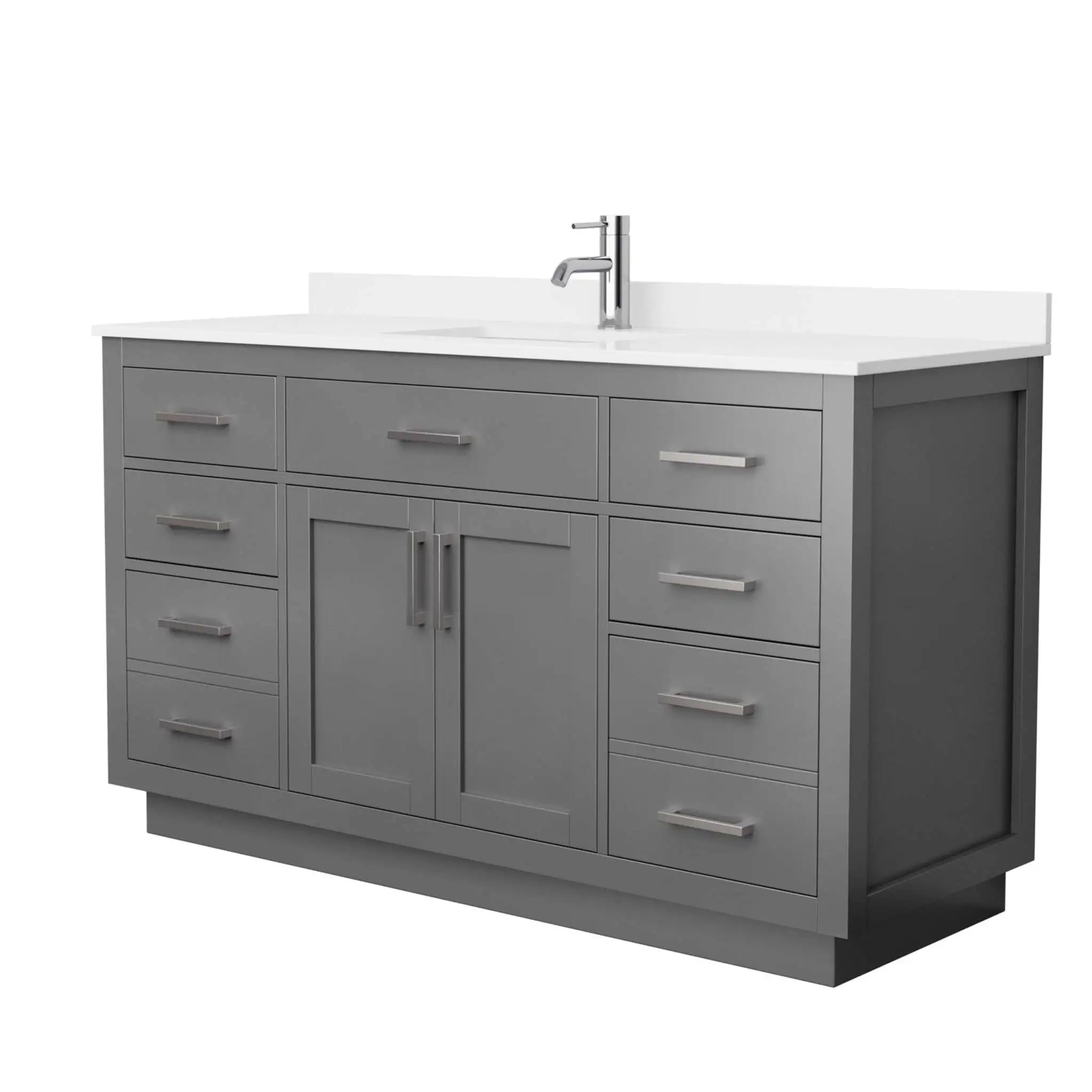 60" Beckett TK Beckett Single Bathroom Vanity with Toe Kick in Dark Gray with Brushed Nickel Trim by Wyndham