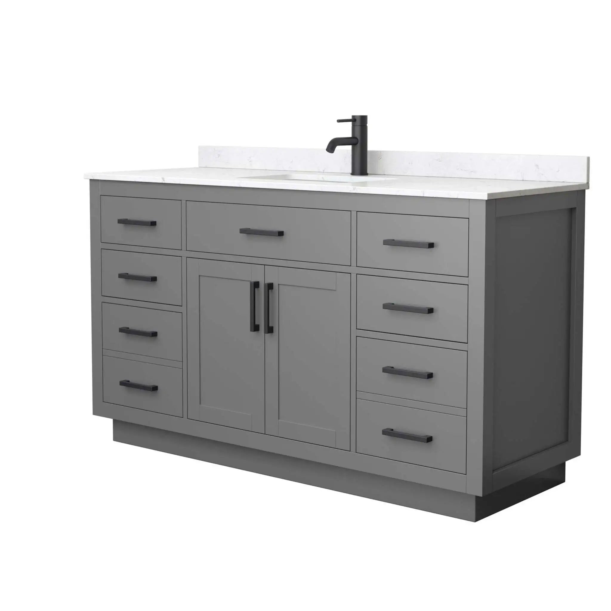 60" Beckett TK Beckett Single Bathroom Vanity with Toe Kick in Dark Gray with Matte Black Trim by Wyndham