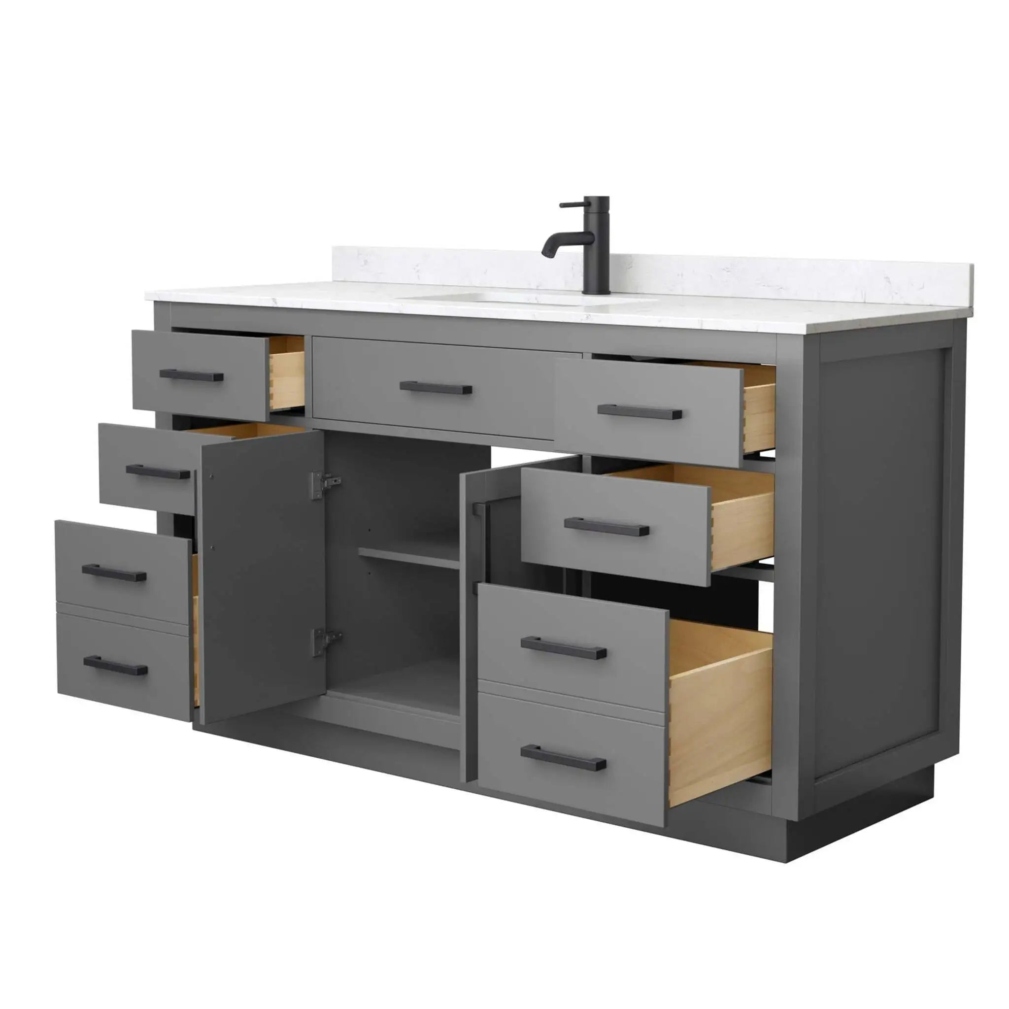 60" Beckett TK Beckett Single Bathroom Vanity with Toe Kick in Dark Gray with Matte Black Trim by Wyndham