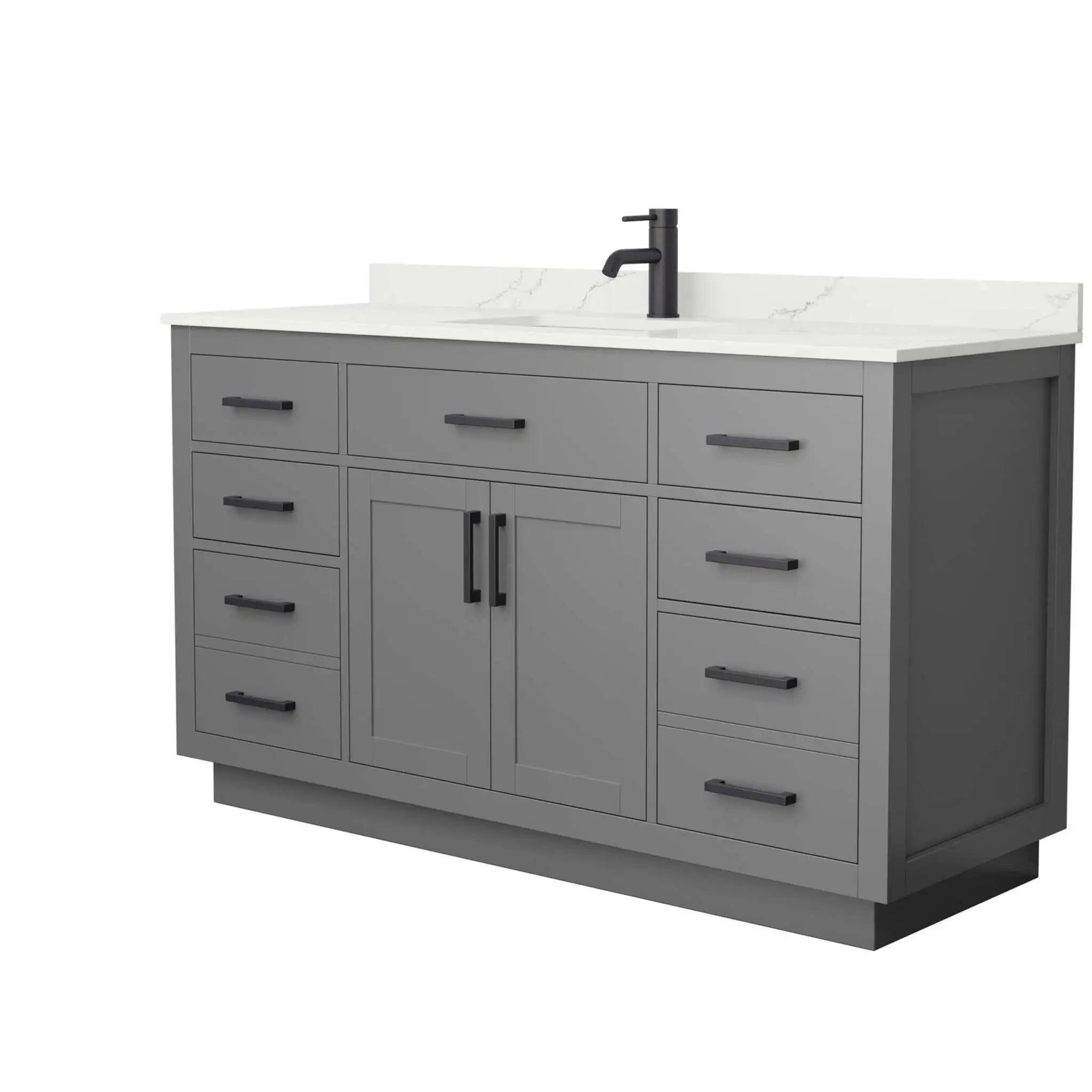60" Beckett TK Beckett Single Bathroom Vanity with Toe Kick in Dark Gray with Matte Black Trim by Wyndham