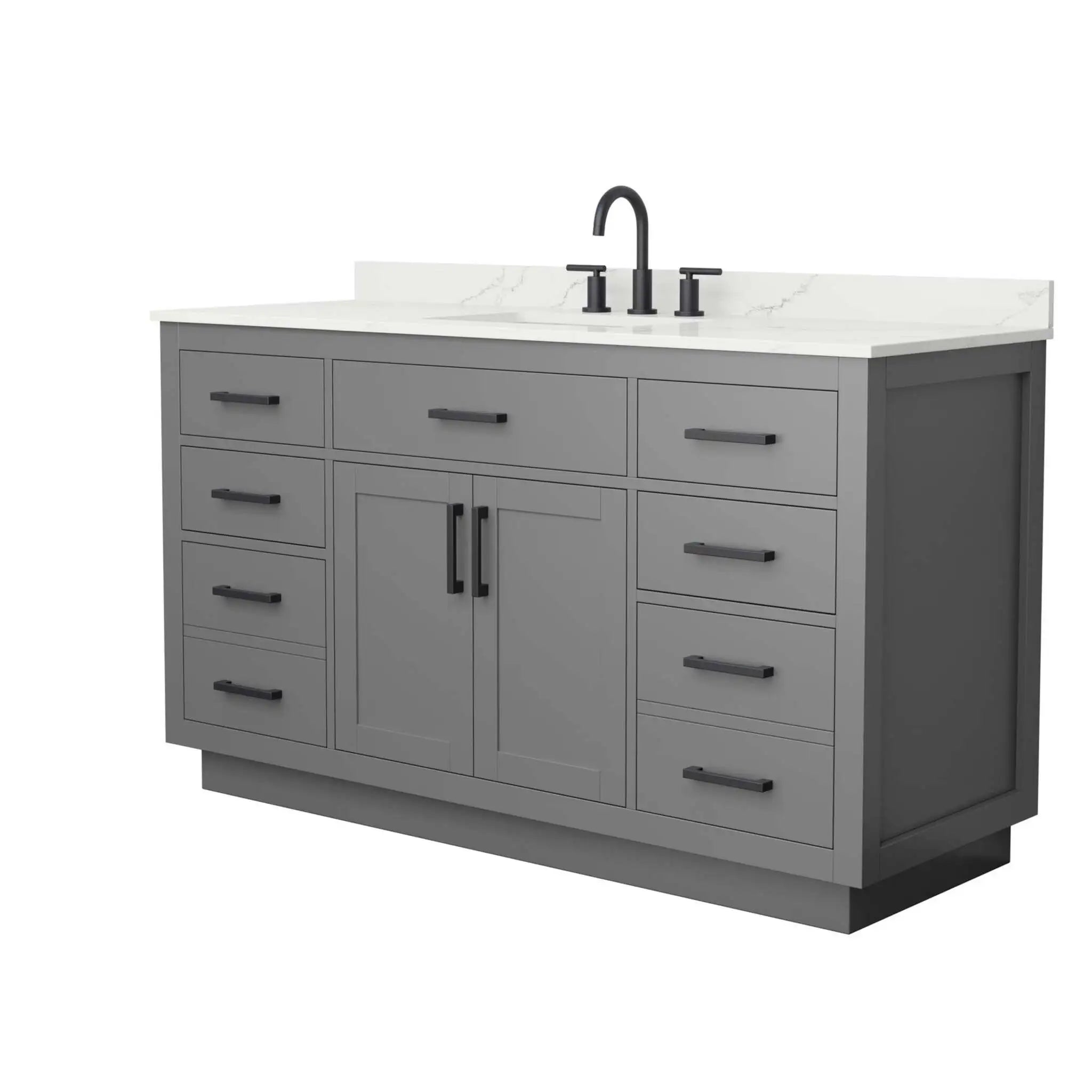 60" Beckett TK Beckett Single Bathroom Vanity with Toe Kick in Dark Gray with Matte Black Trim by Wyndham