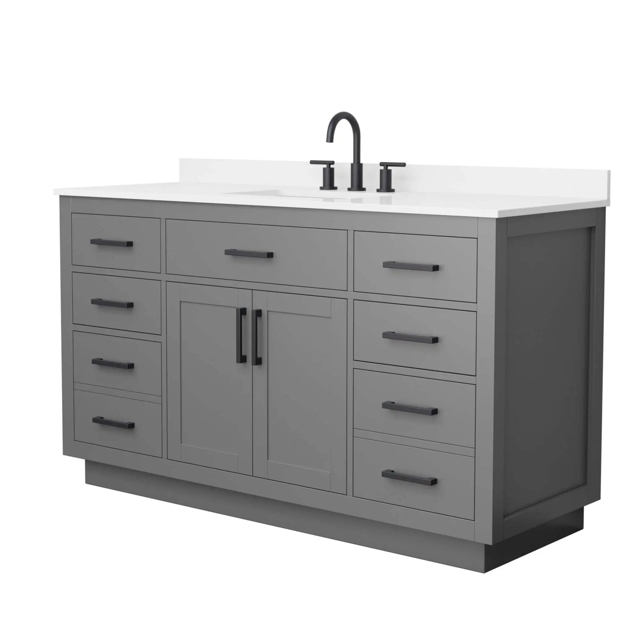 60" Beckett TK Beckett Single Bathroom Vanity with Toe Kick in Dark Gray with Matte Black Trim by Wyndham