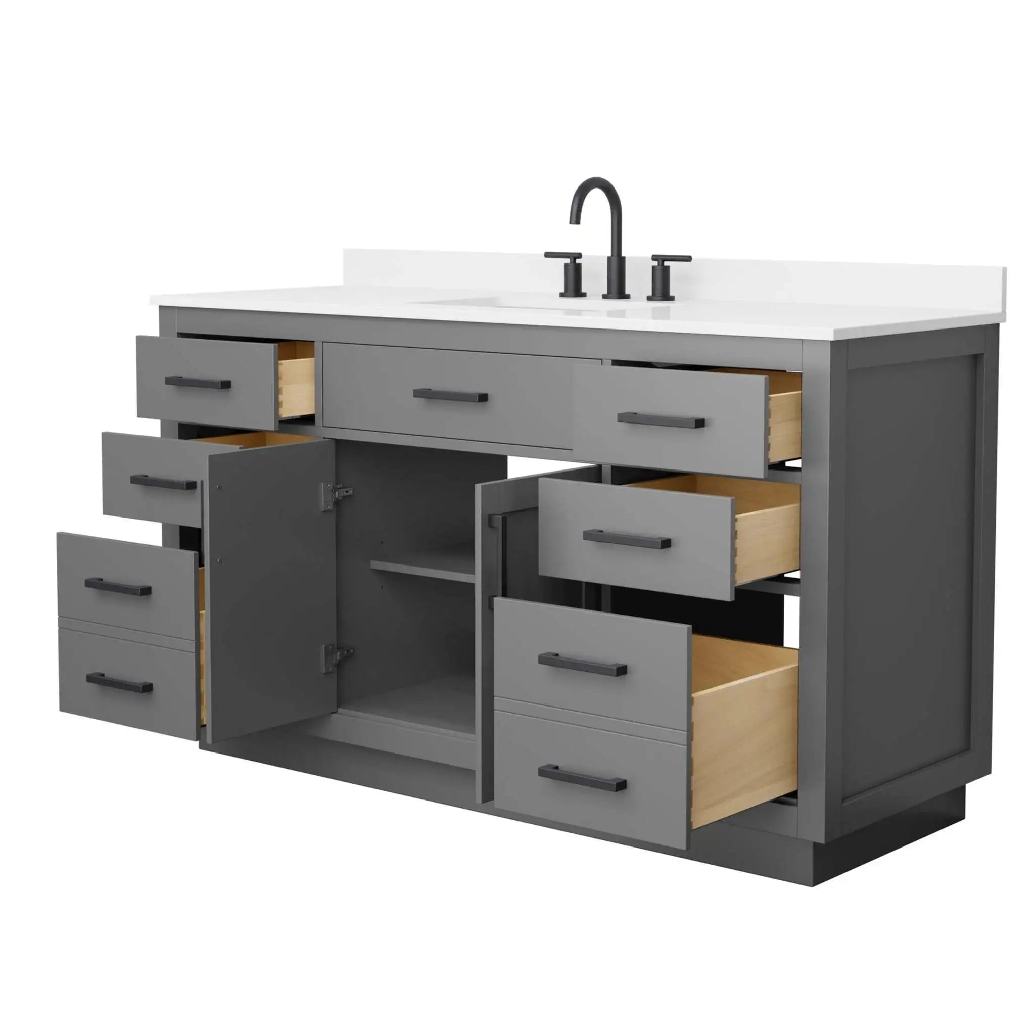 60" Beckett TK Beckett Single Bathroom Vanity with Toe Kick in Dark Gray with Matte Black Trim by Wyndham