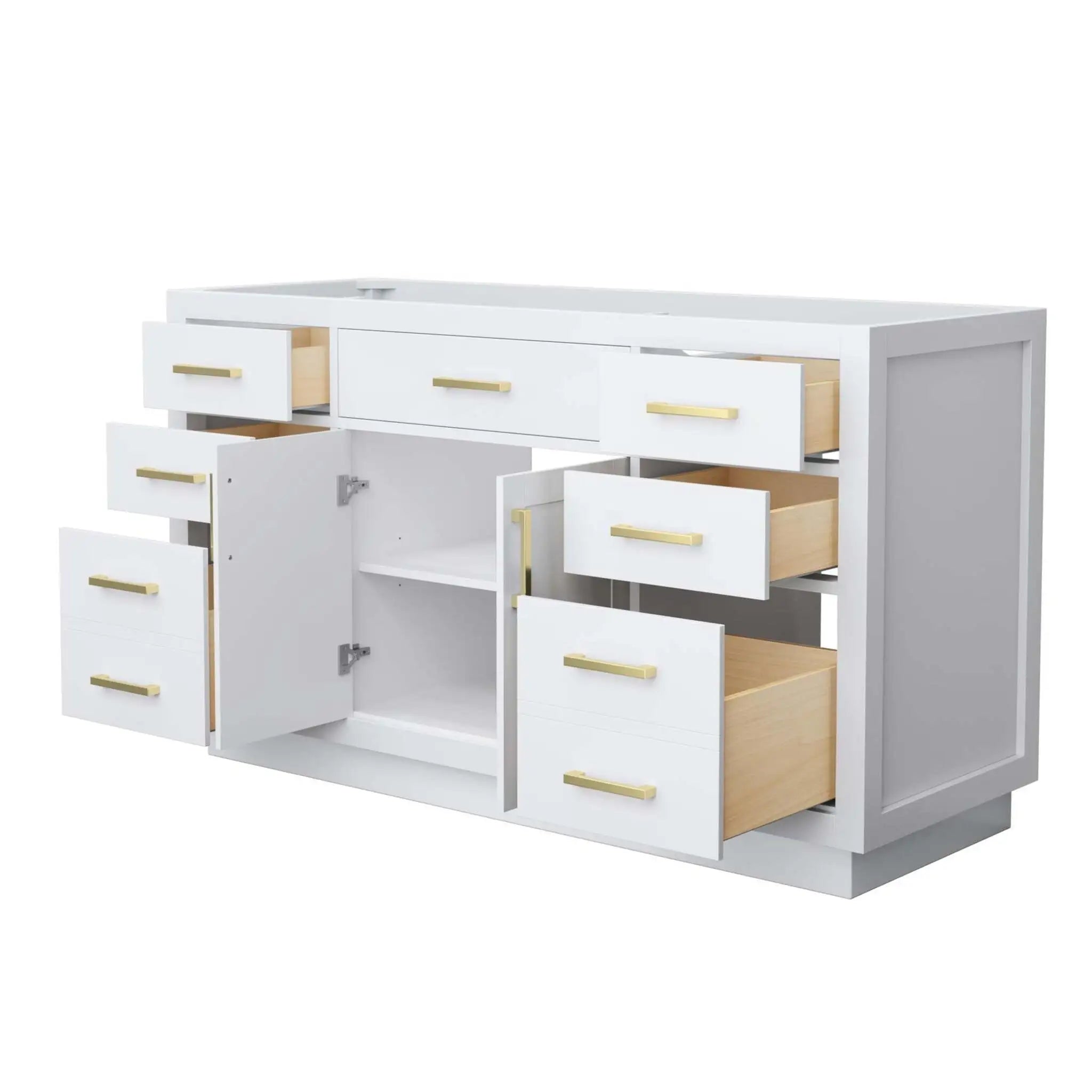 60" Beckett TK Beckett Single Bathroom Vanity with Toe Kick in White with Brushed Gold Trim by Wyndham