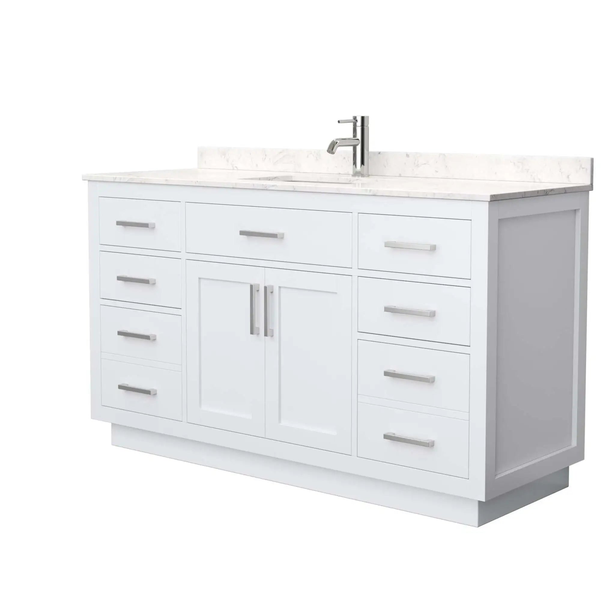 60" Beckett TK Beckett Single Bathroom Vanity with Toe Kick in White with Brushed Nickel Trim by Wyndham