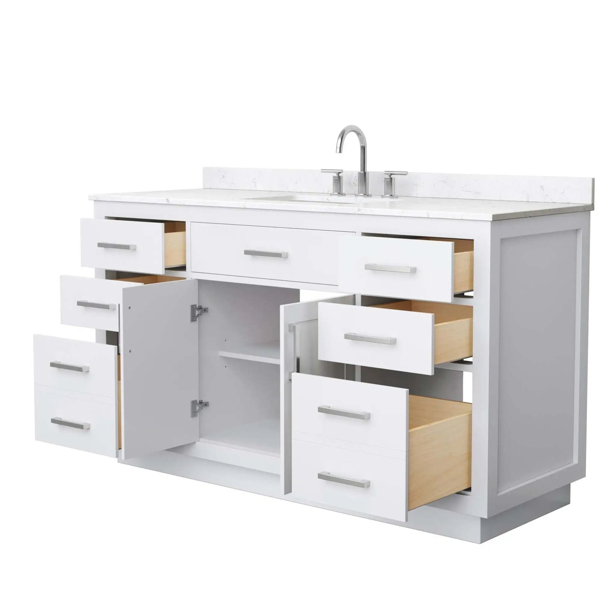 60" Beckett TK Beckett Single Bathroom Vanity with Toe Kick in White with Brushed Nickel Trim by Wyndham