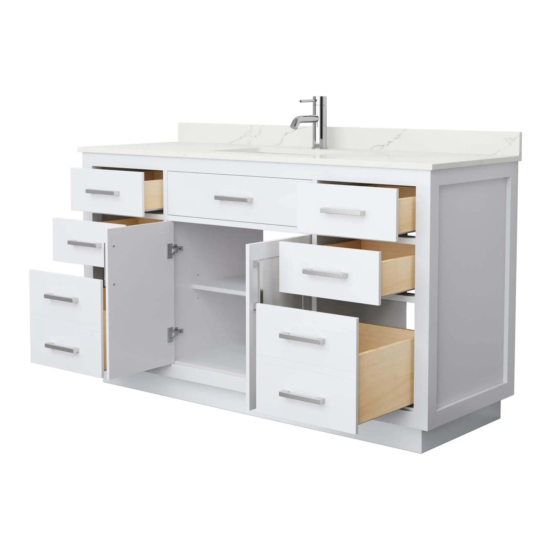 60" Beckett TK Beckett Single Bathroom Vanity with Toe Kick in White with Brushed Nickel Trim by Wyndham