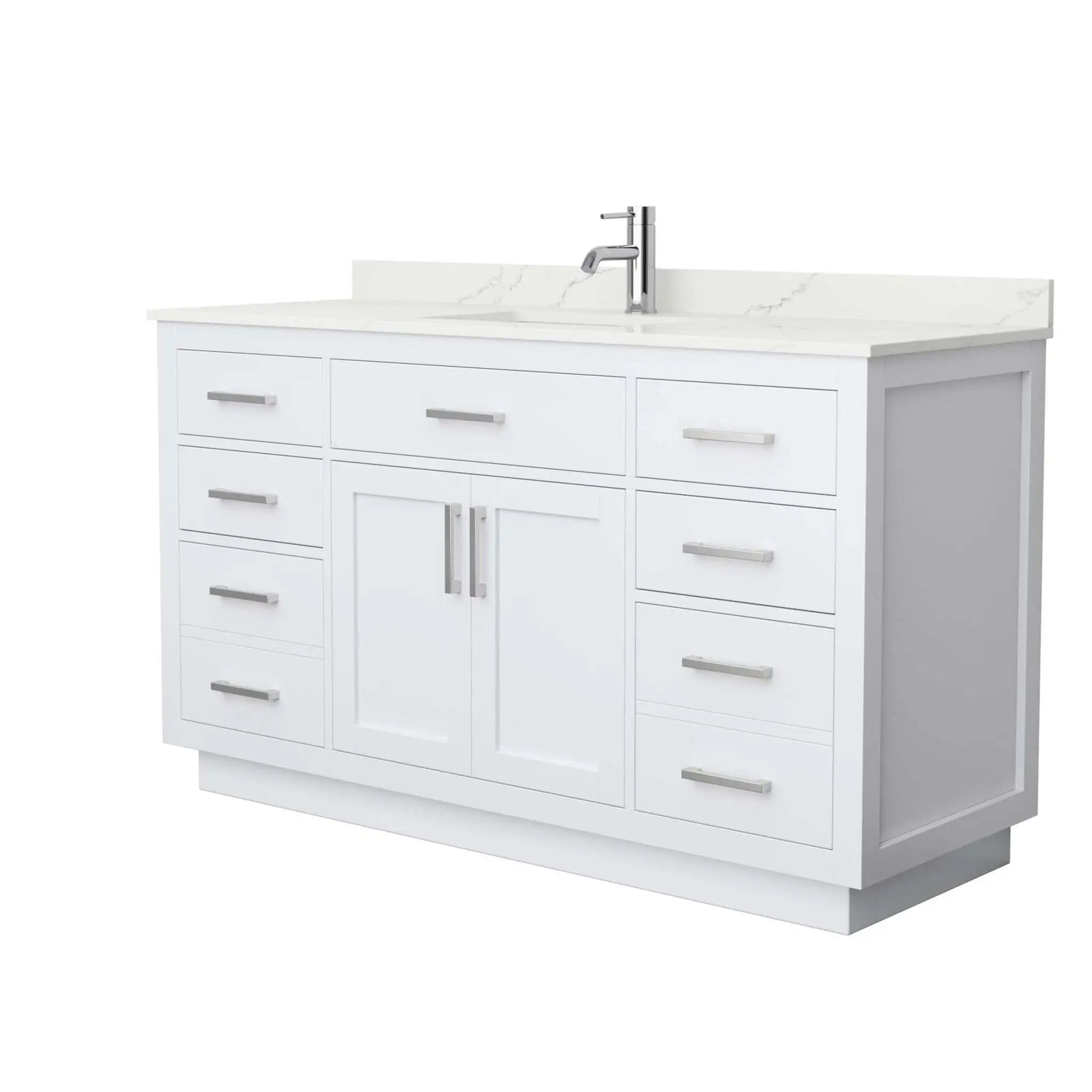 60" Beckett TK Beckett Single Bathroom Vanity with Toe Kick in White with Brushed Nickel Trim by Wyndham