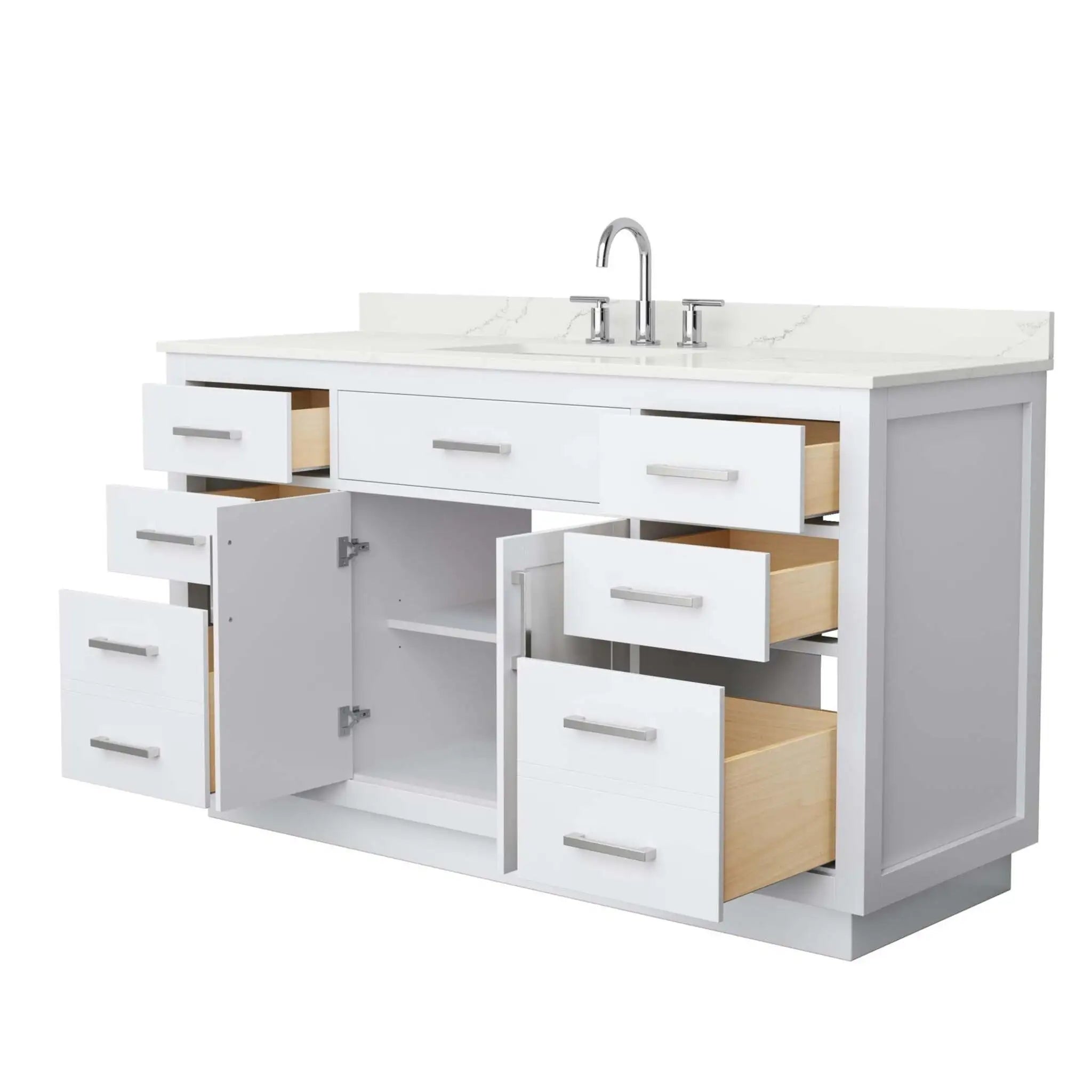 60" Beckett TK Beckett Single Bathroom Vanity with Toe Kick in White with Brushed Nickel Trim by Wyndham