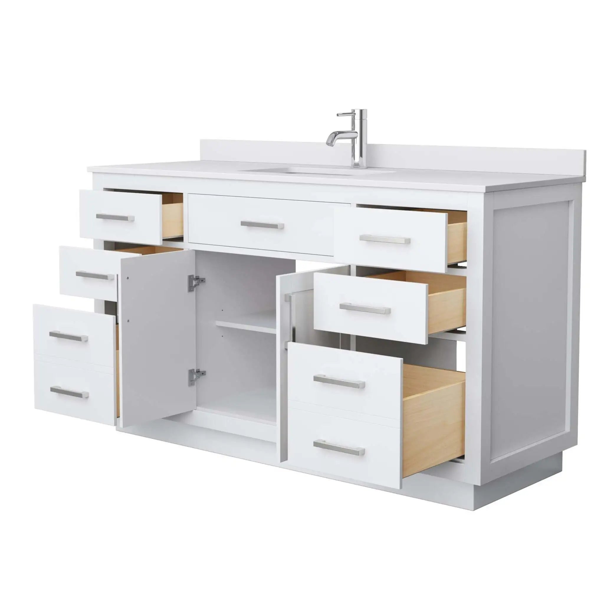 60" Beckett TK Beckett Single Bathroom Vanity with Toe Kick in White with Brushed Nickel Trim by Wyndham