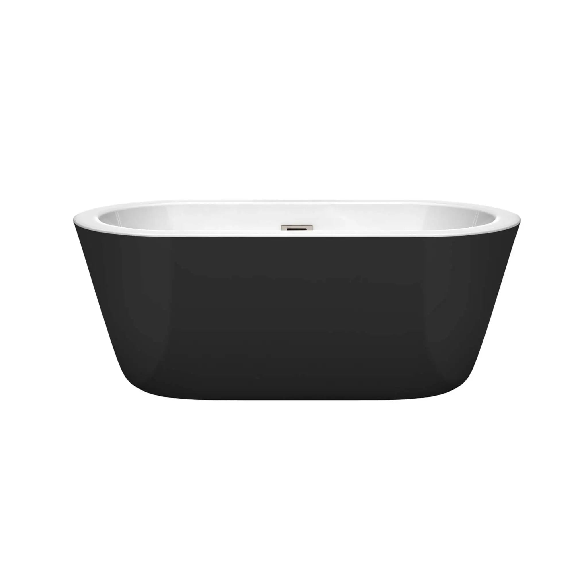 60" Black Freestanding Bathtub, Brushed Nickel Trim - Mermaid by Wyndham (WCOBT100360BKBNTRIM) image 1