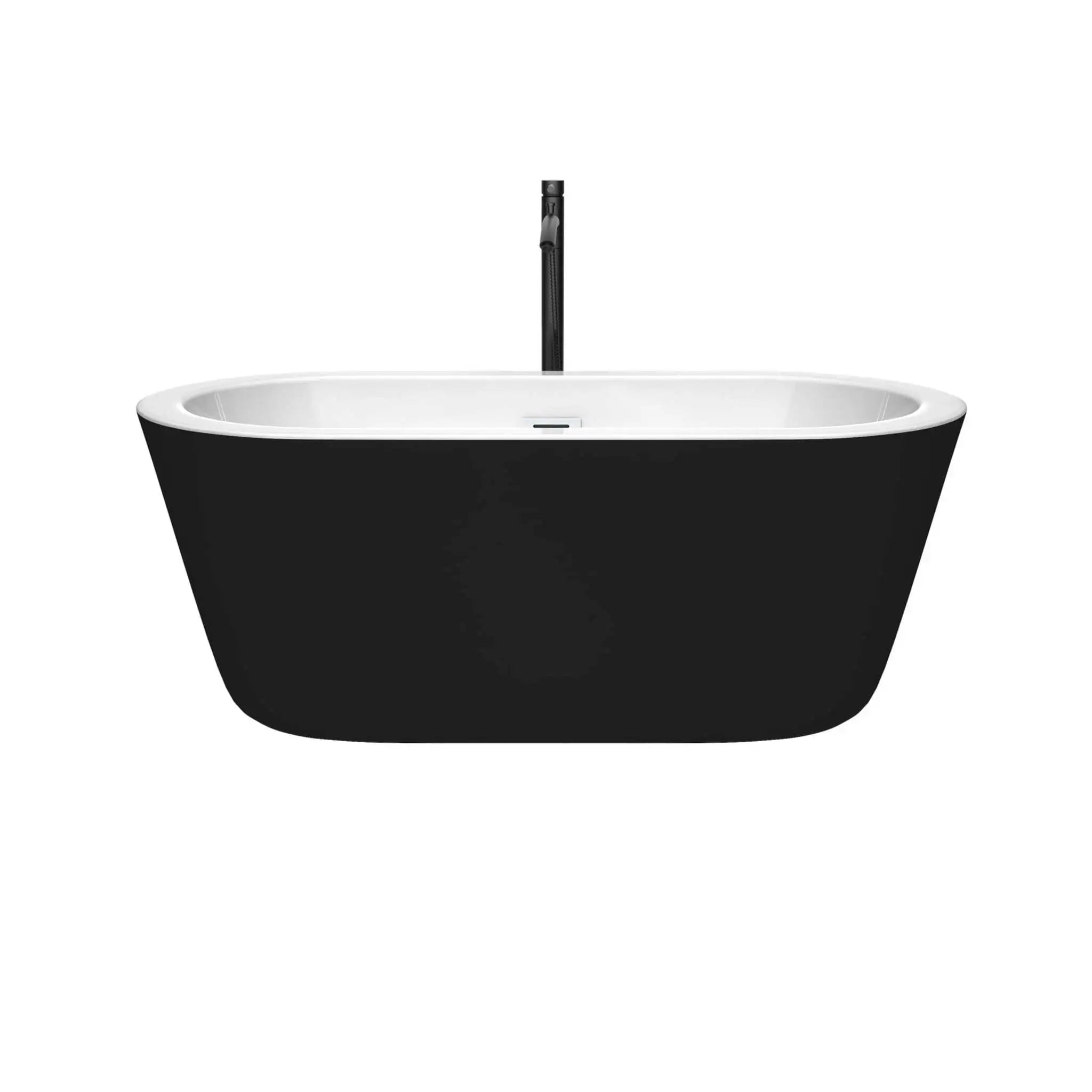 60" Black Freestanding Bathtub with Matte Black Faucet - Mermaid by Wyndham (WCOBT100360BKSWATPBK) image 1