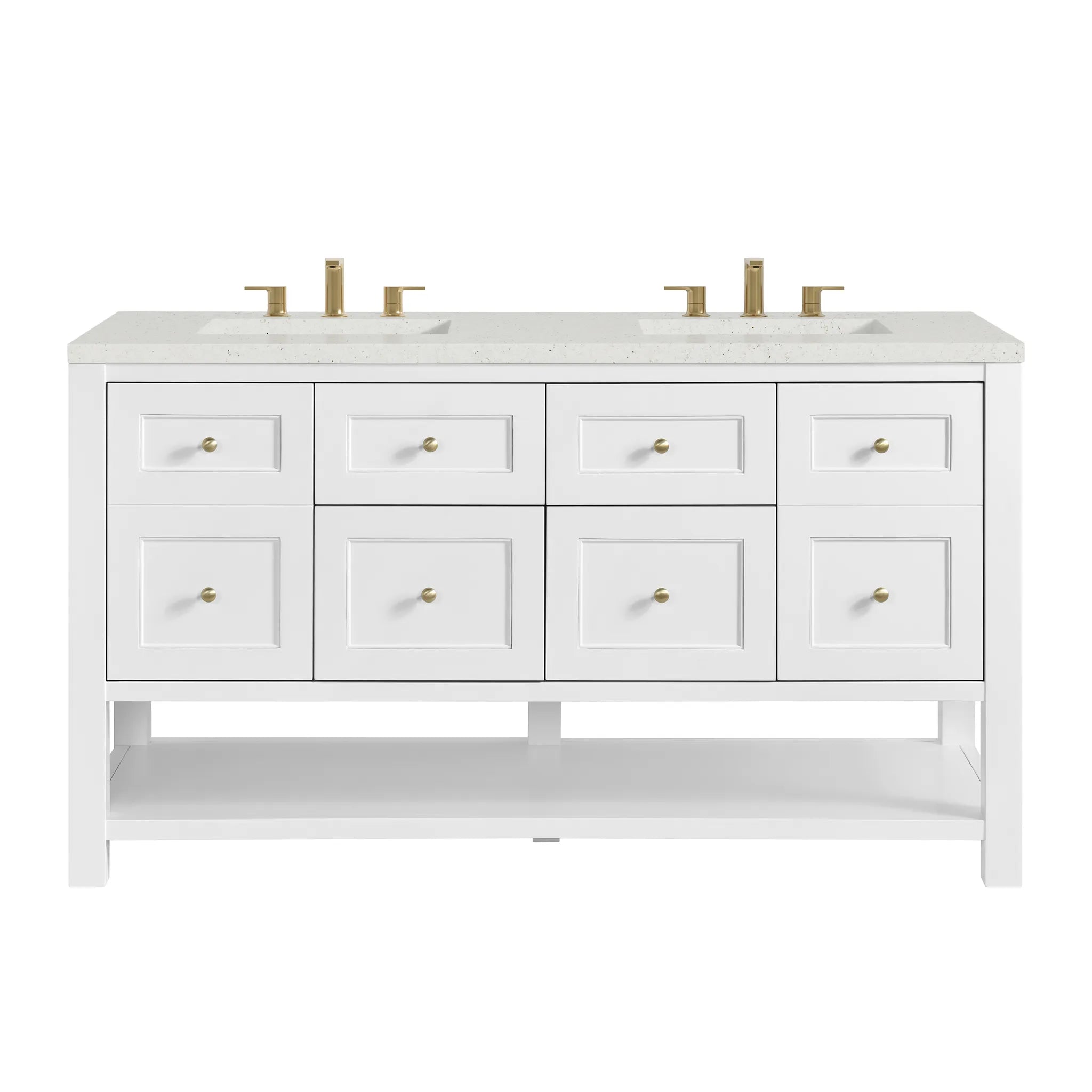 60" Breckenridge Double Vanity in Bright White-Lime Delight Silestone-8" Widespread image