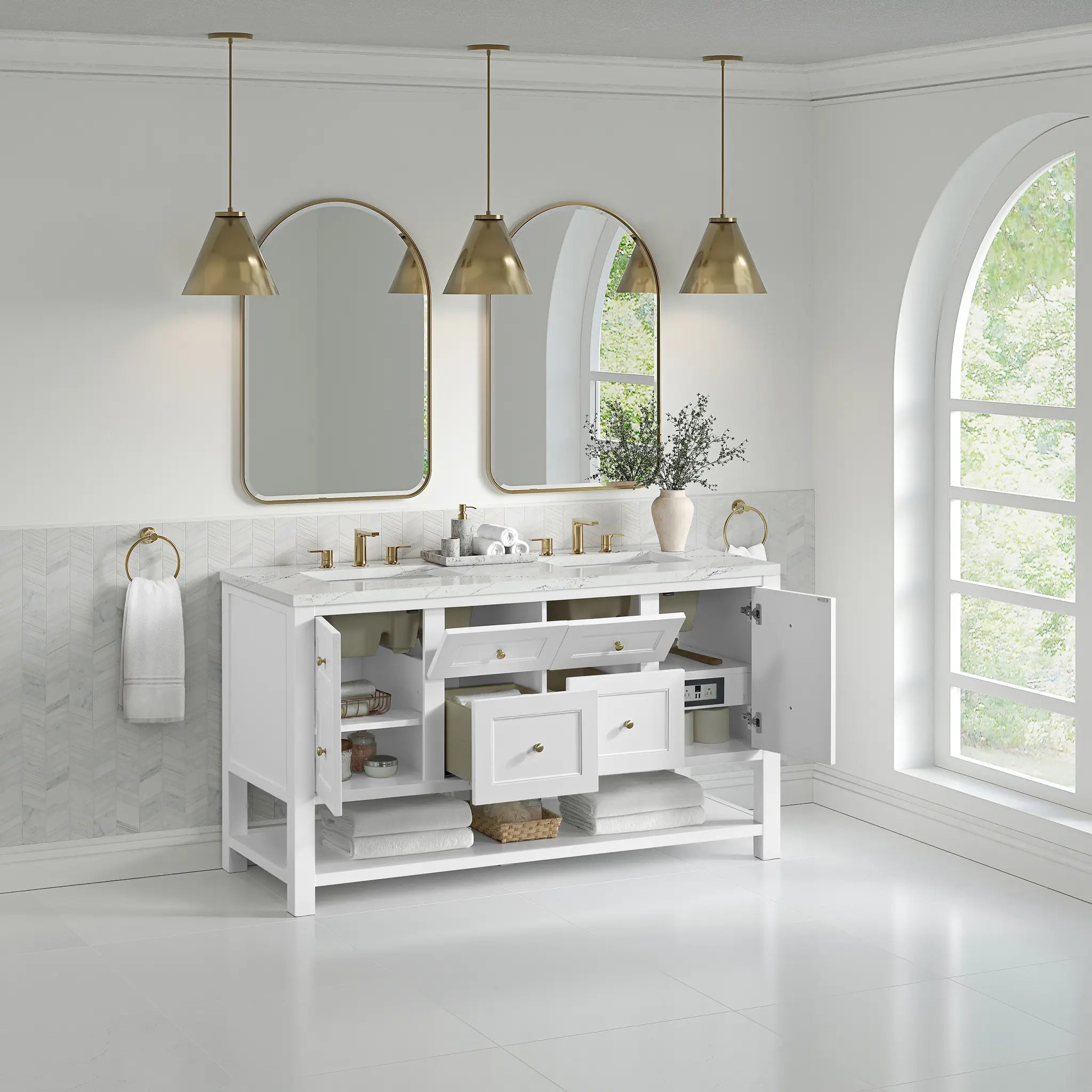 60 Breckenridge Double Vanity In Bright White Standard Ethereal Noctis 8 Widespread 5