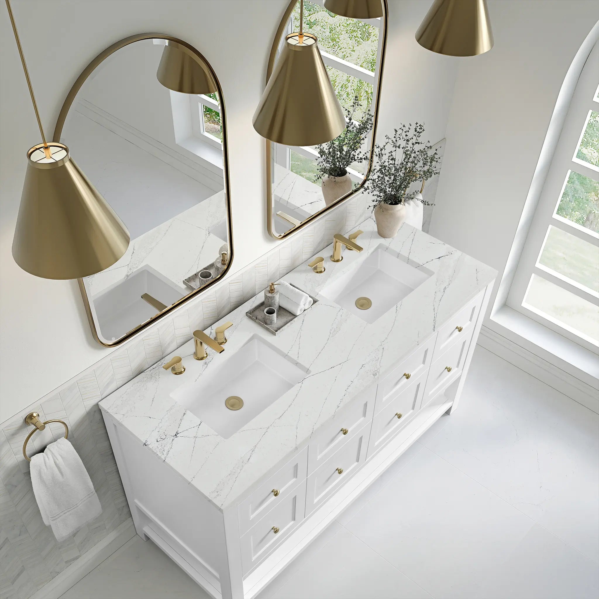60 Breckenridge Double Vanity In Bright White Standard Ethereal Noctis 8 Widespread 7