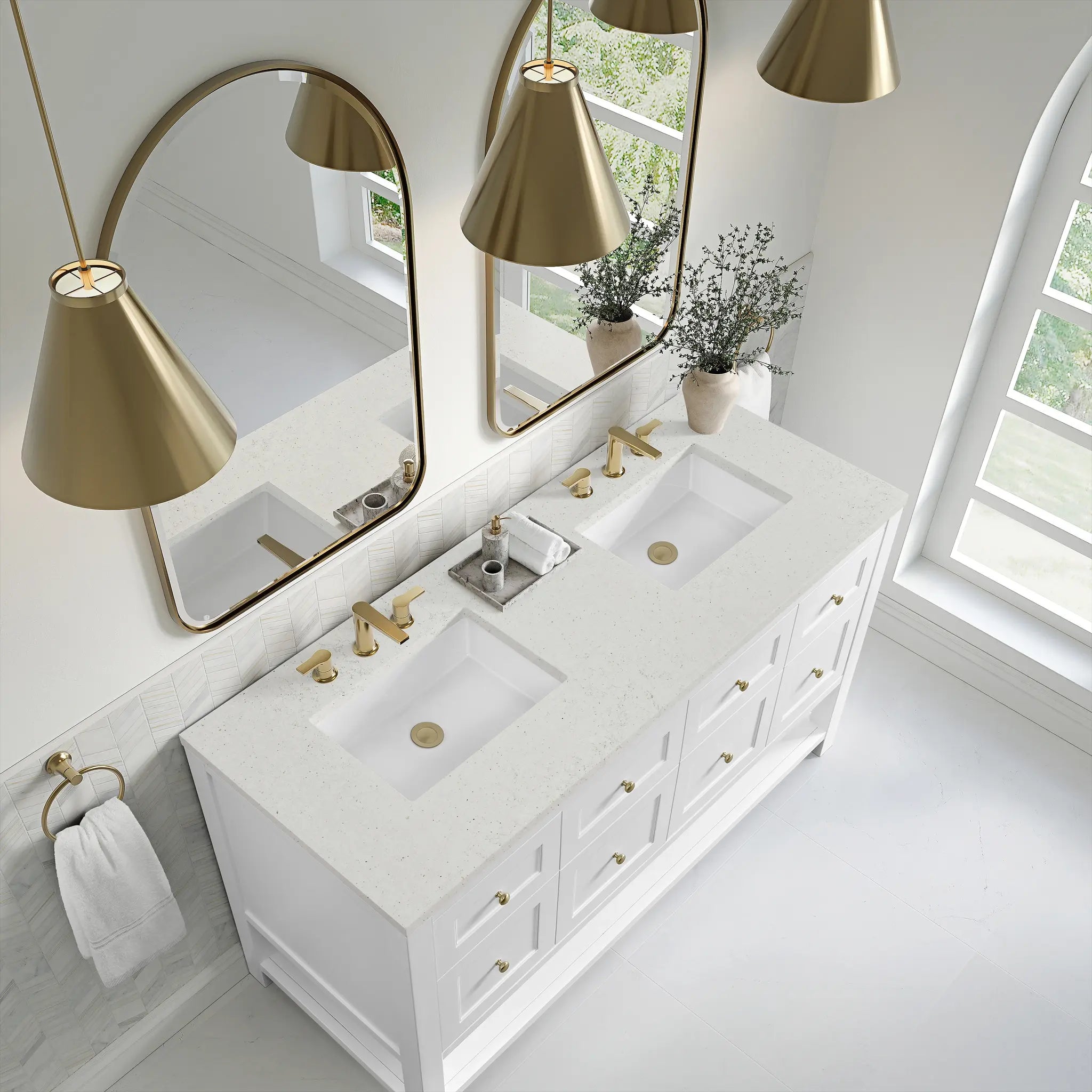 60 Breckenridge Double Vanity In Bright White Standard Lime Delight Silestone 8 Widespread 7