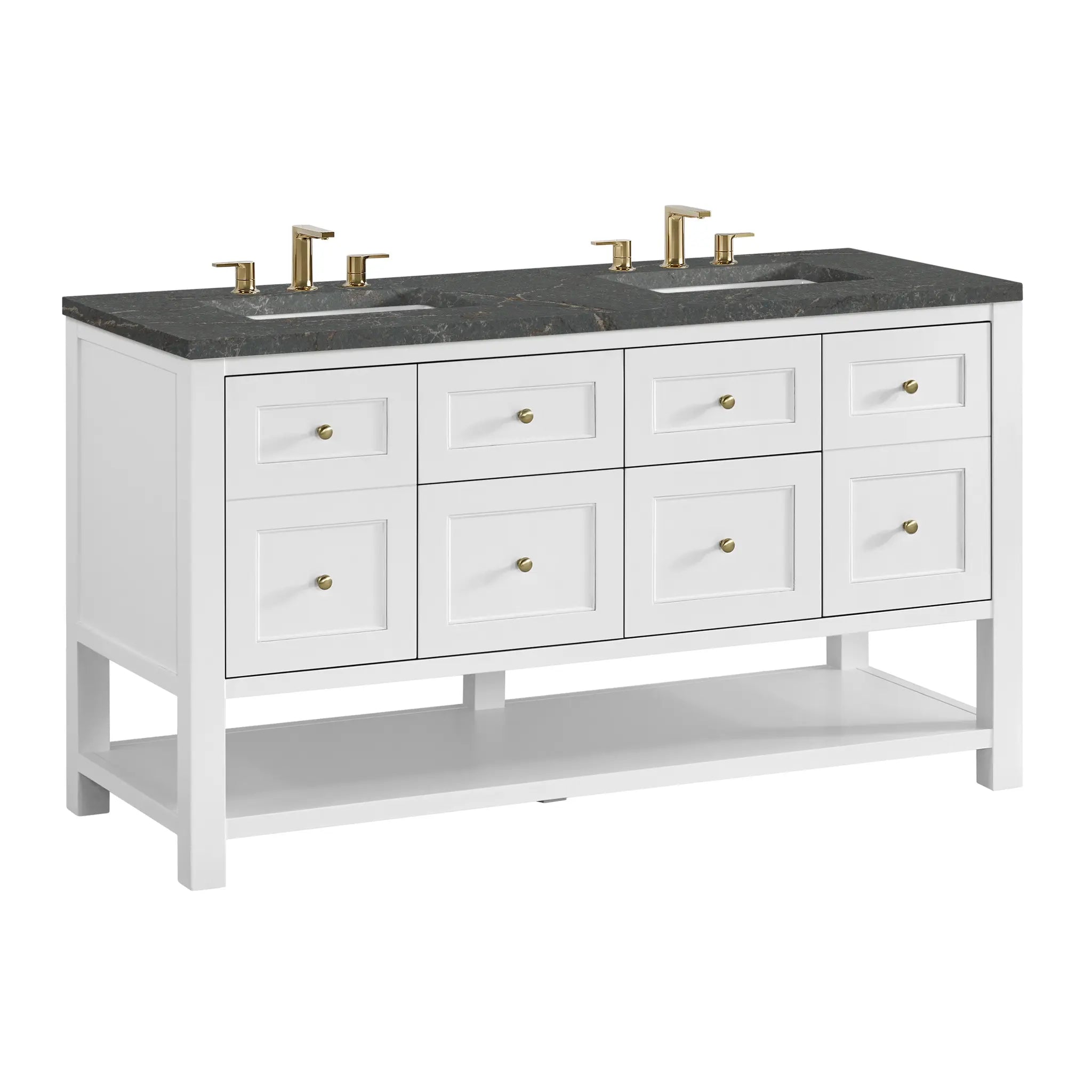 60 Breckenridge Double Vanity In Bright White Standard Parisien Bleu Silestone 8 Widespread 10