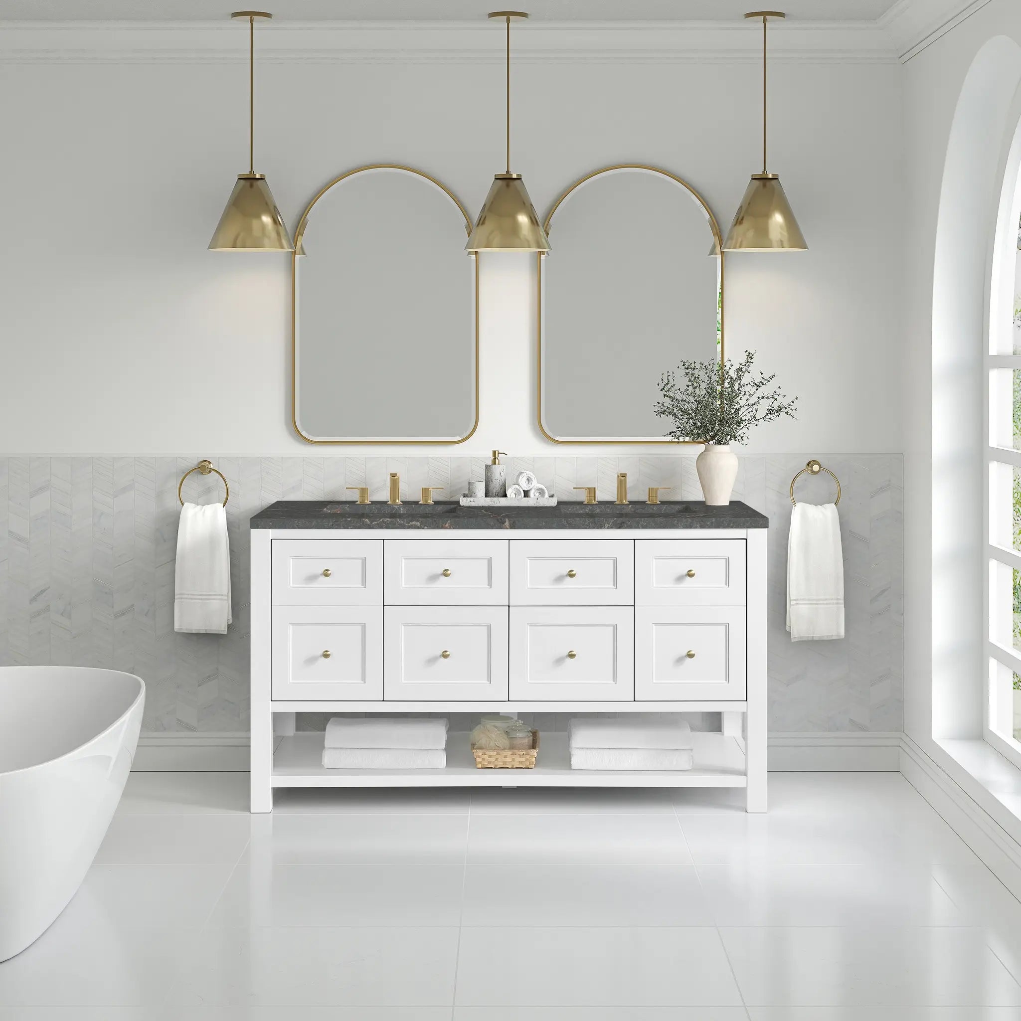 60 Breckenridge Double Vanity In Bright White Standard Parisien Bleu Silestone 8 Widespread 3