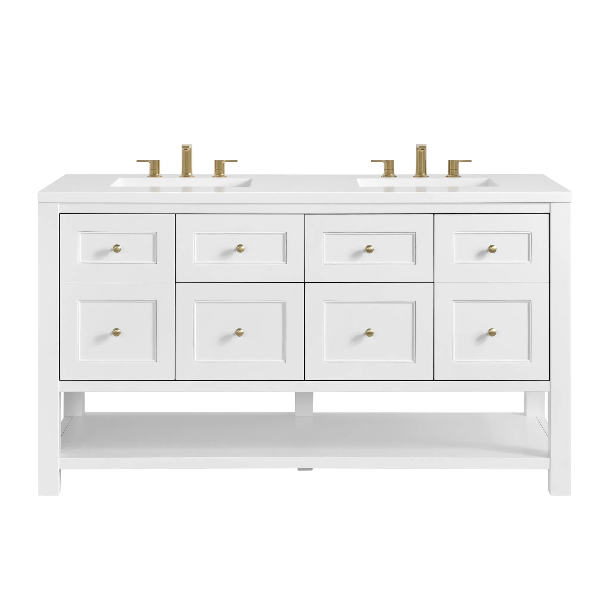 60" Breckenridge Double Vanity in Bright White-White Zeus Silestone-8" Widespread image