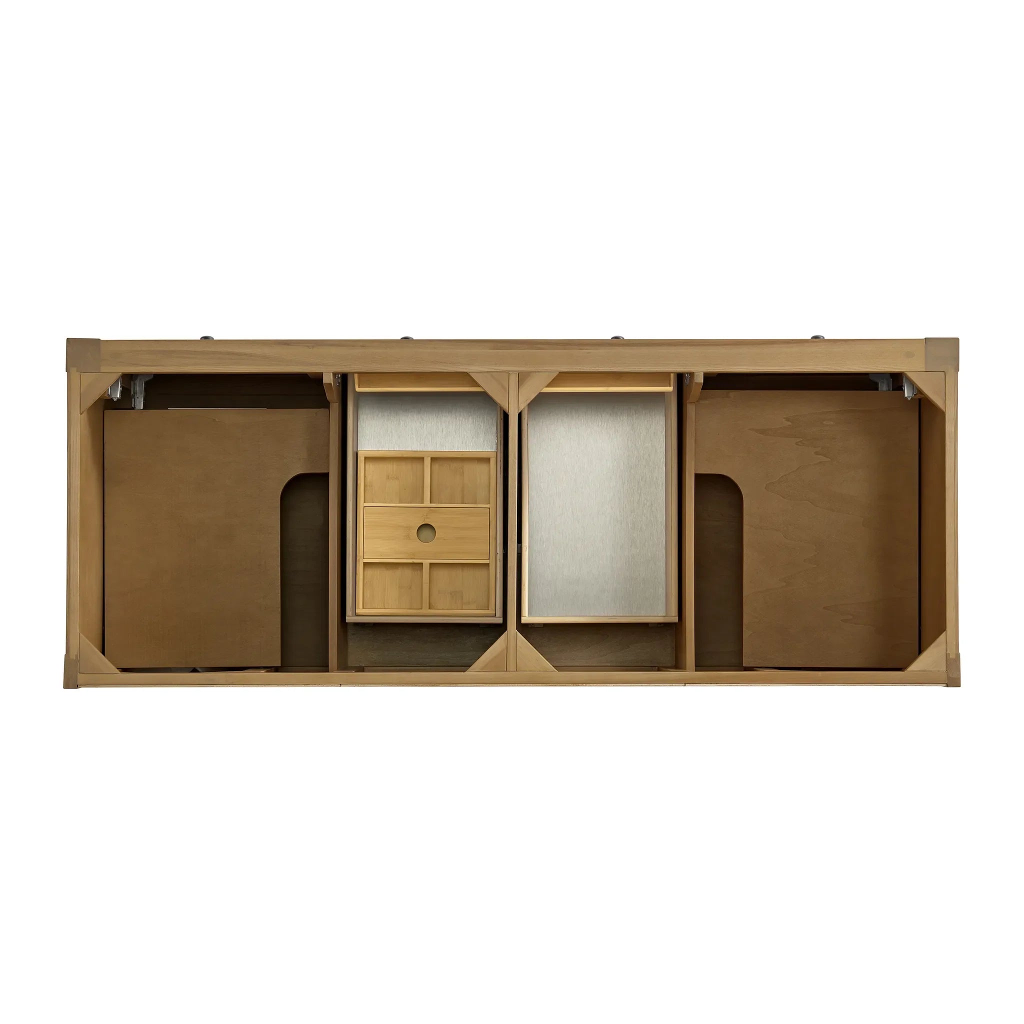 60" Breckenridge Double Vanity in Light Natural Oak-Parisien Bleu Silestone-8" Widespread image 4