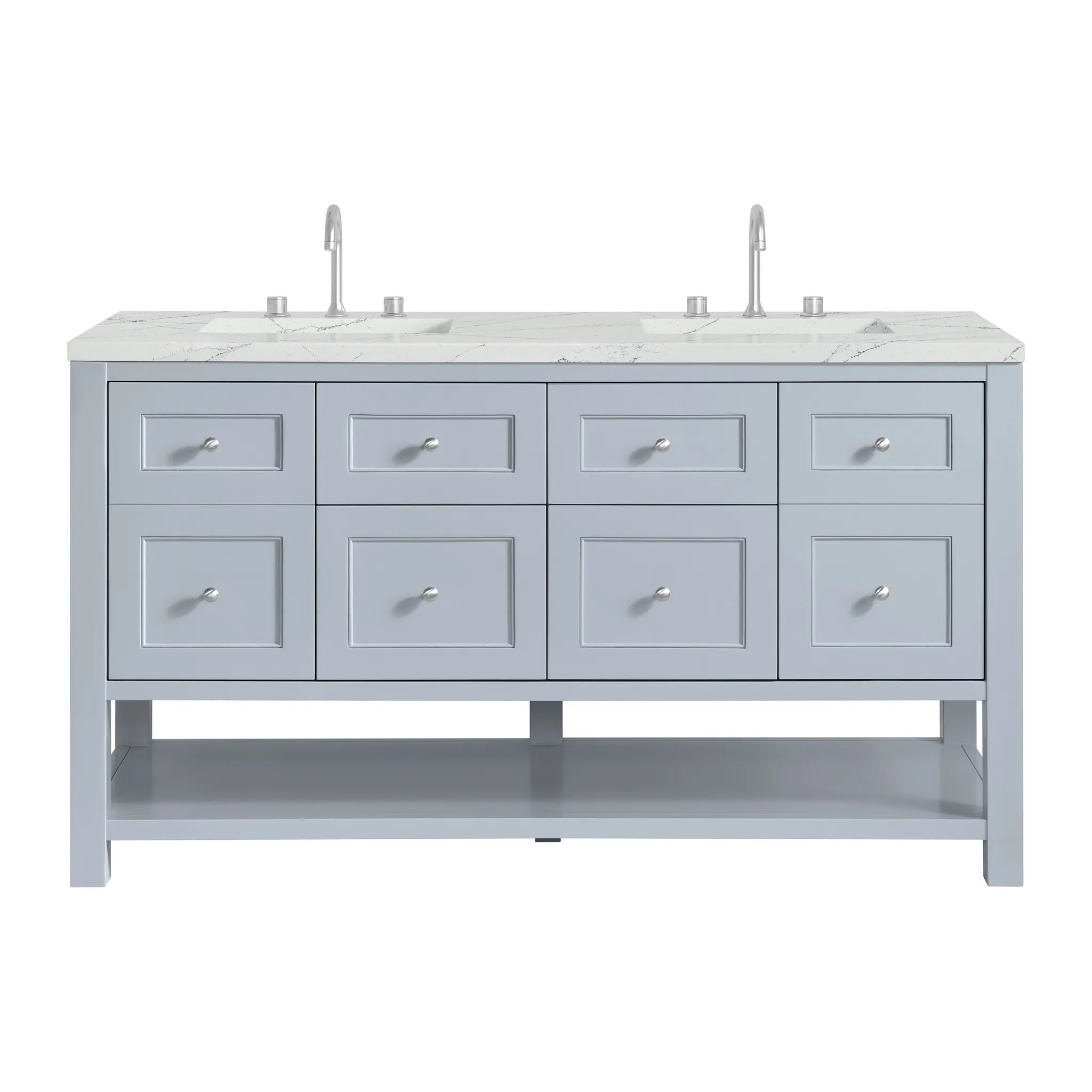 60" Breckenridge Double Vanity in Serenity Blue-Ethereal Noctis Silestone-8" Widespread image