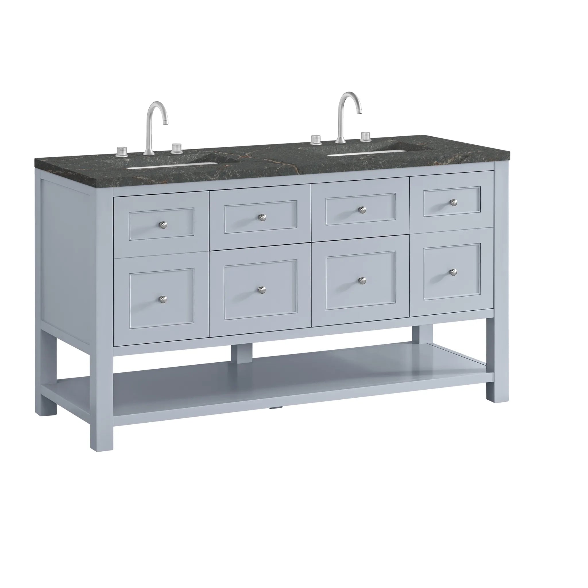 60" Breckenridge Double Vanity in Serenity Blue-Parisien Bleu Silestone-8" Widespread image 8