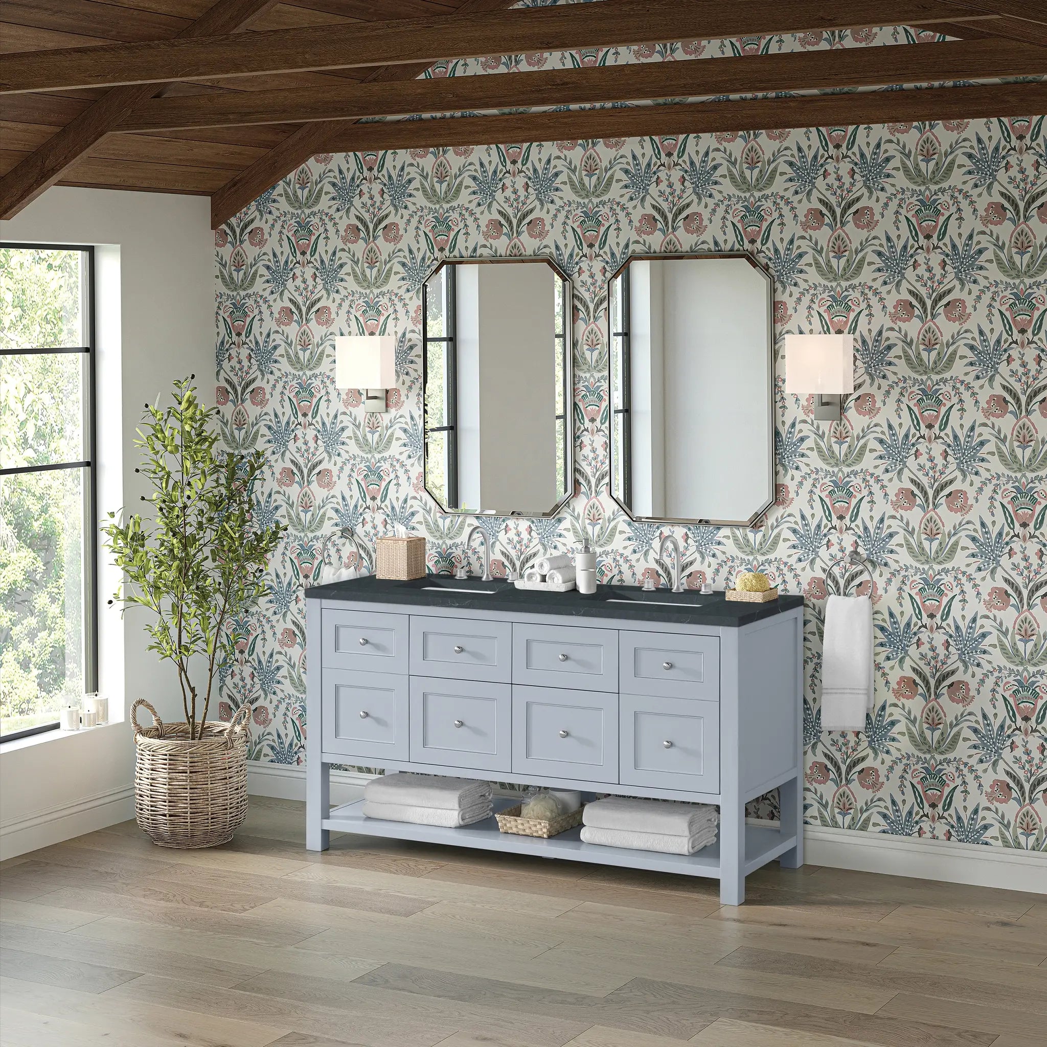 60 Breckenridge Double Vanity In Serenity Blue Standard Charcoal Soapstone Silestone 8 Widespread 4