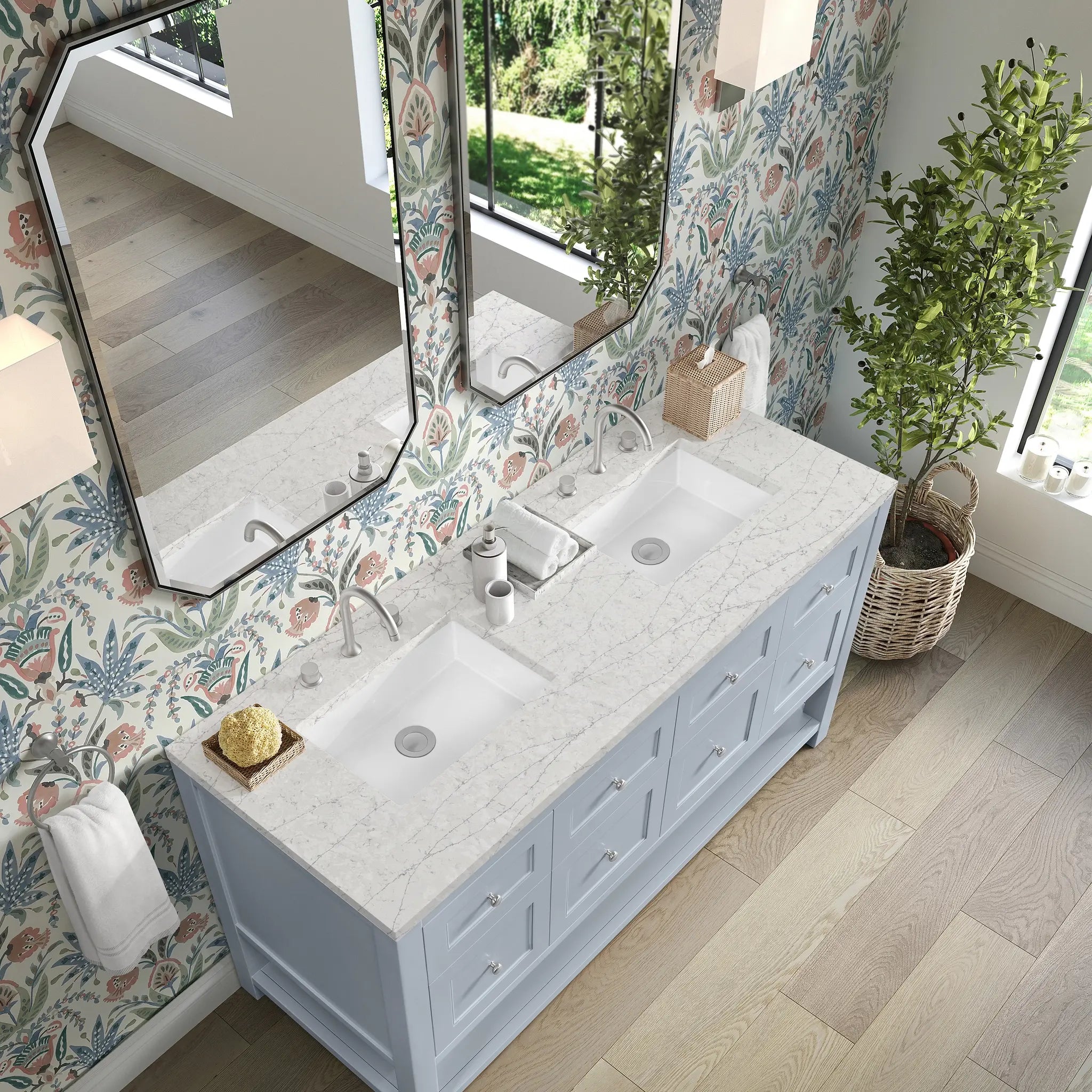 60 Breckenridge Double Vanity In Serenity Blue Standard Eternal Jasmine Pearl Silestone 8 Widespread 7
