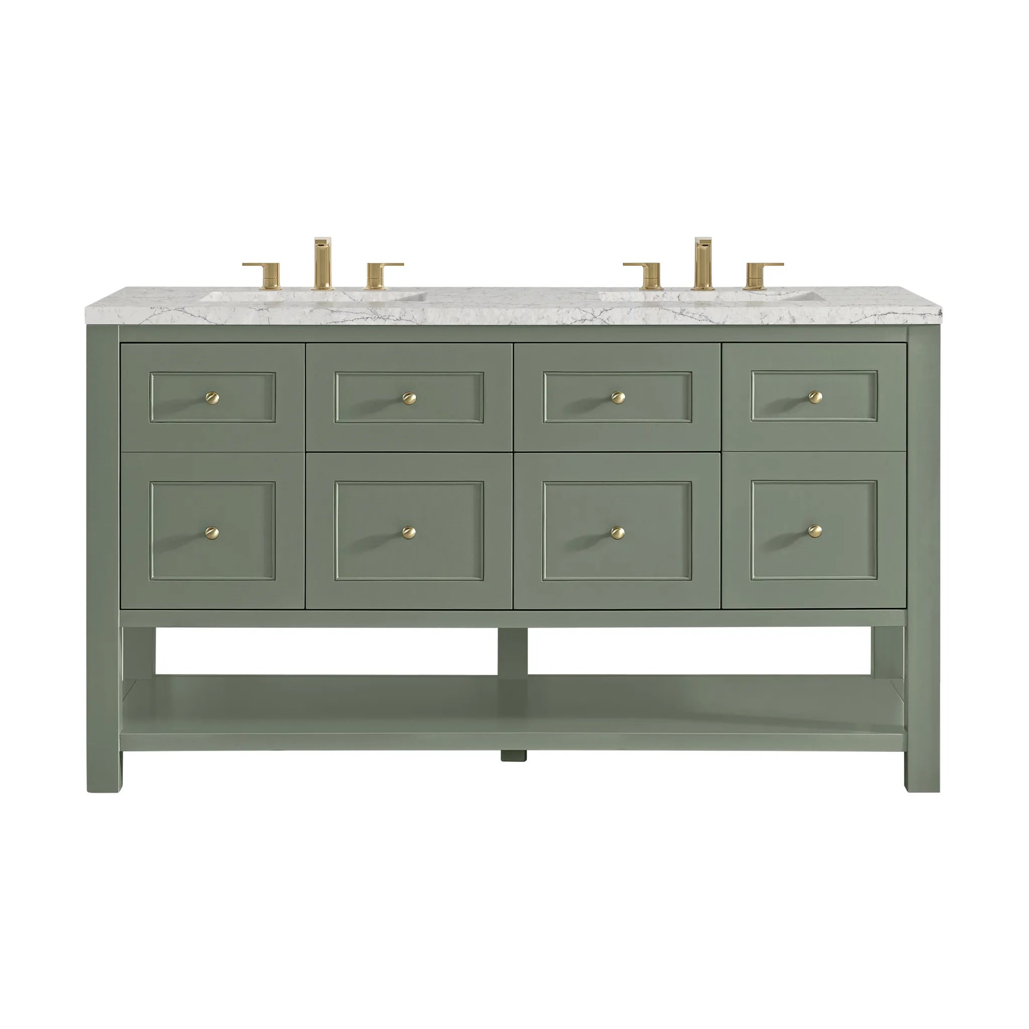 60" Breckenridge Double Vanity in Smokey Celadon-Eternal Jasmine Pearl Silestone-8" Widespread image