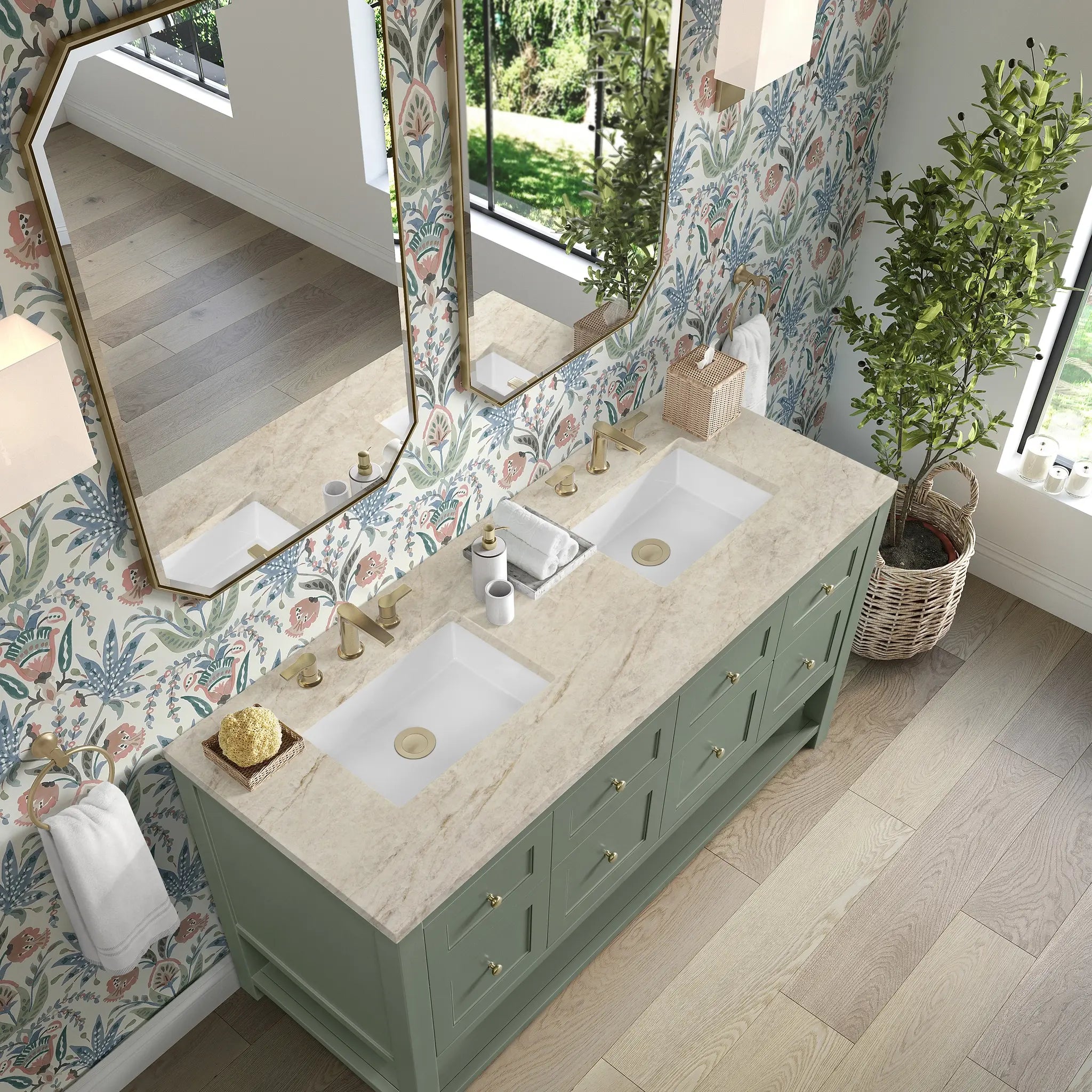 60 Breckenridge Double Vanity In Smokey Celadon Standard Tajnar Eclos 8 Widespread 7