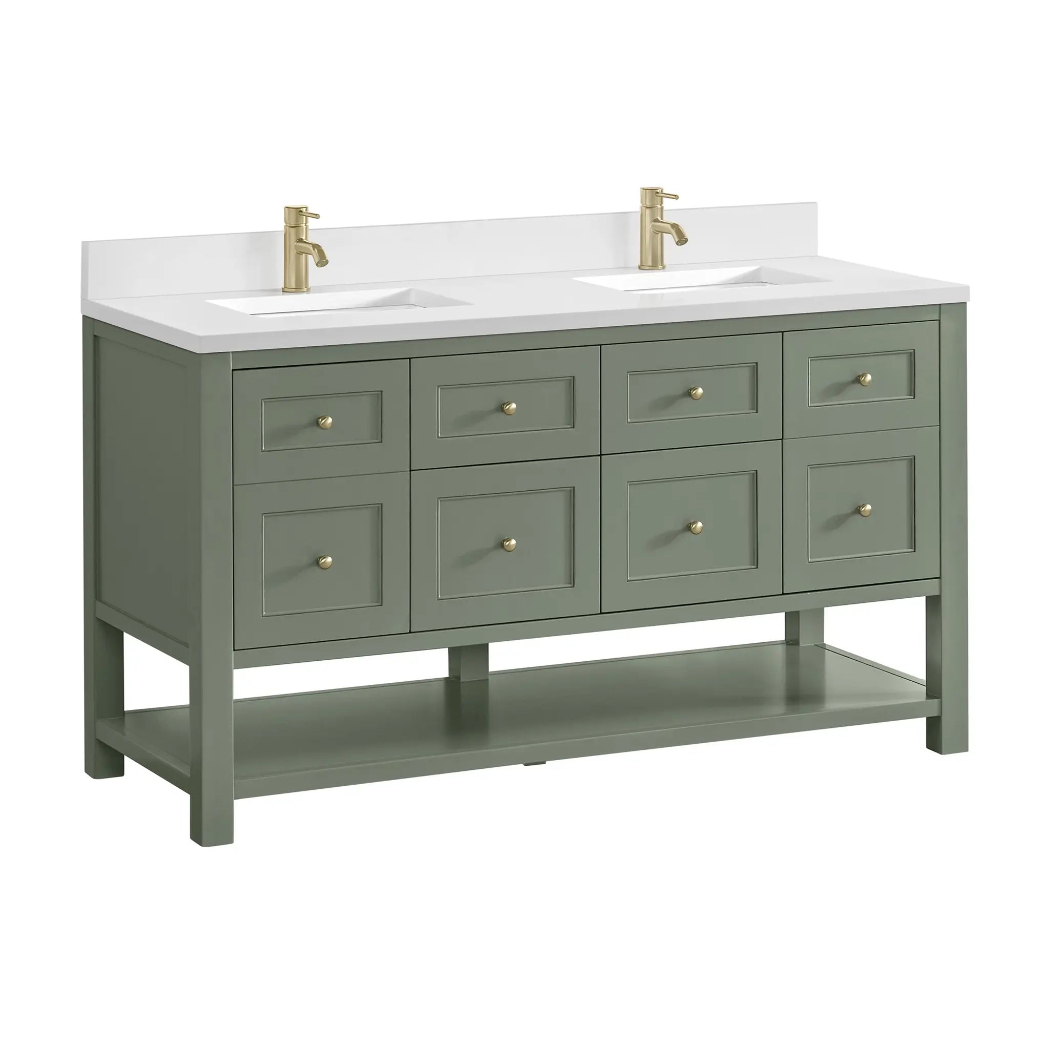 60 Breckenridge Double Vanity In Smokey Celadon Standard White Zeus Silestone Backsplash Single Hole 10
