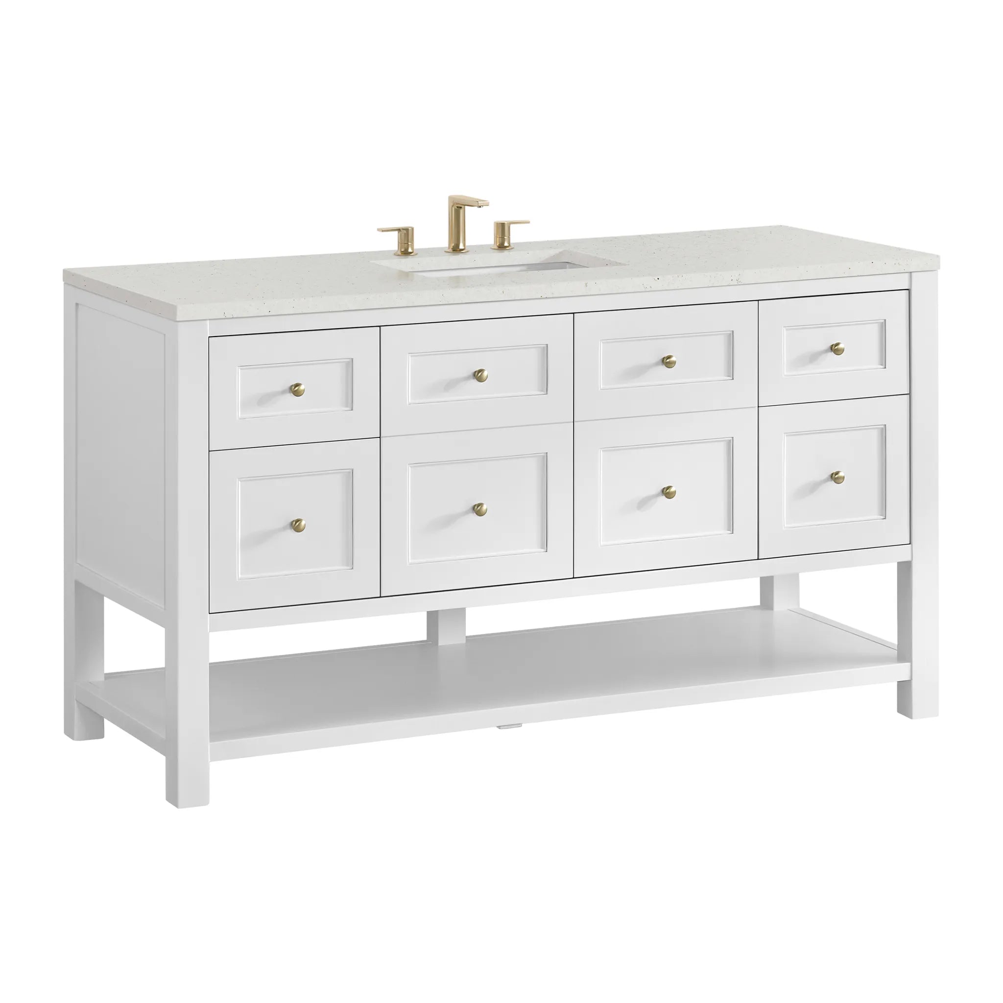 60" Breckenridge Single Vanity in Bright White-Lime Delight Silestone-8" Widespread image 7