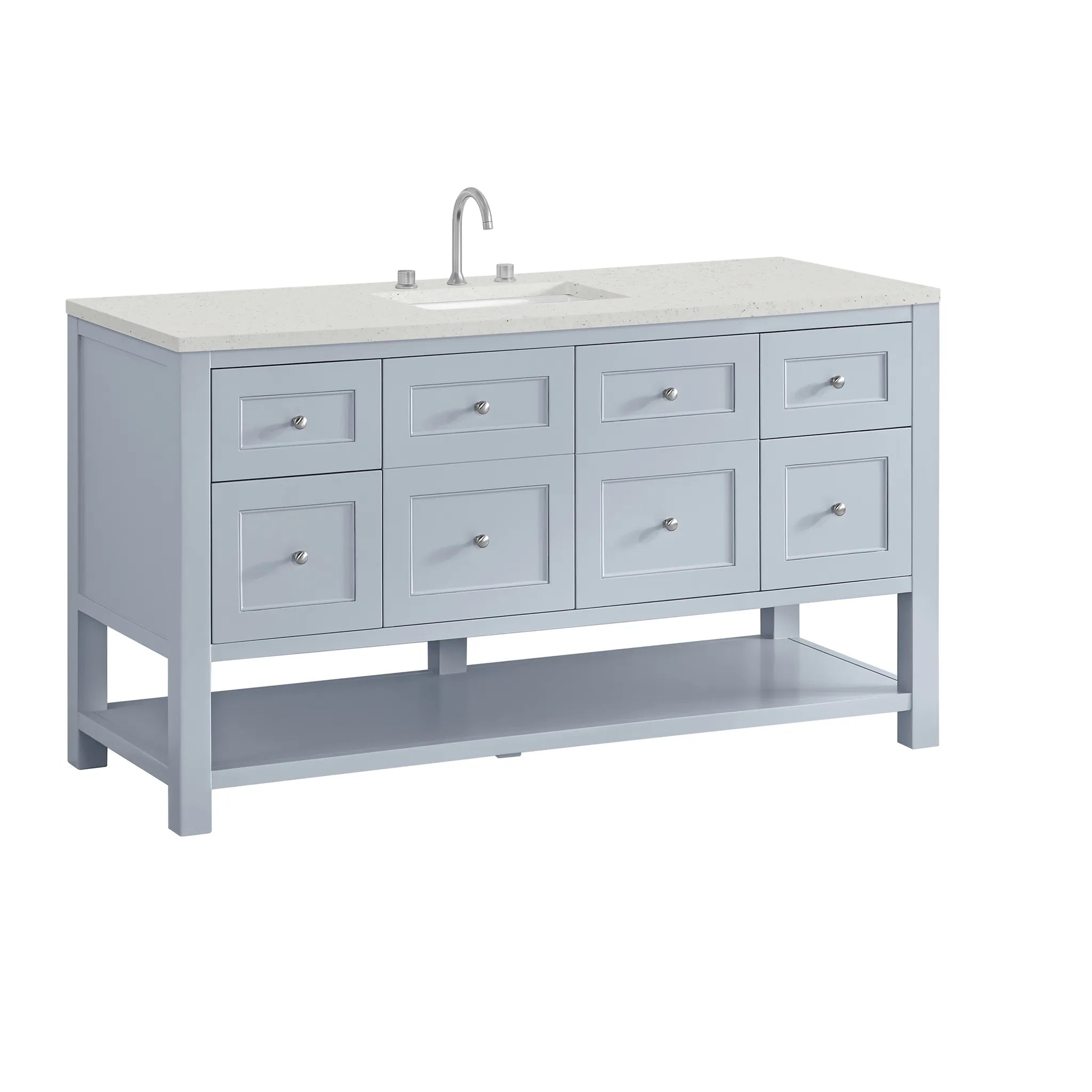 60" Breckenridge Single Vanity in Serenity Blue-Lime Delight Silestone-8" Widespread image 9