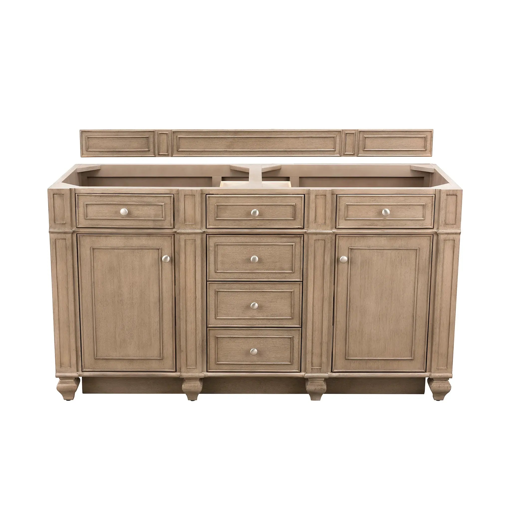 60" Bristol Double Vanity in Whitewashed Walnut w/FreePower Wireless Charger-Cabinet Only-Not Available image