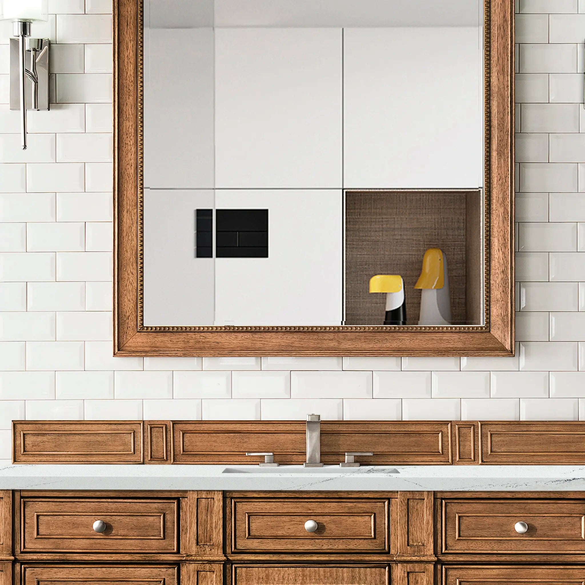 60 Bristol Single Vanity In Saddle Brown Power Enabled Ethereal Noctis Silestone 8 Widespread 5