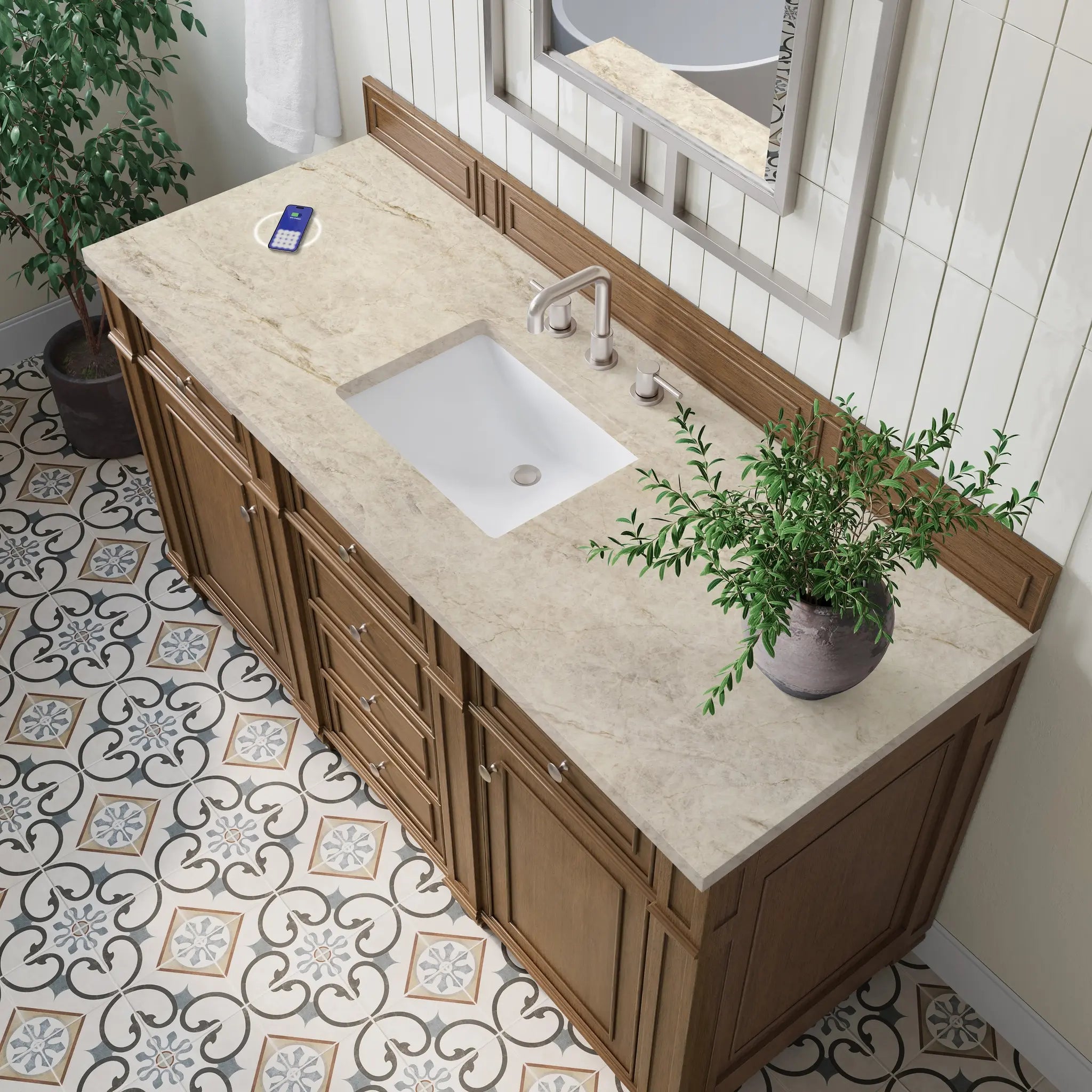 60 Bristol Single Vanity In Saddle Brown Power Enabled Tajnar Eclos 8 Widespread 7