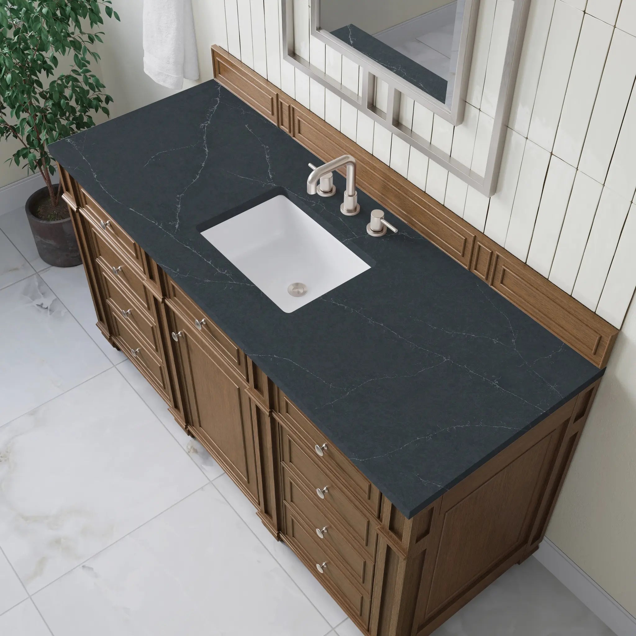60 Bristol Single Vanity In Saddle Brown Standard Charcoal Soapstone Silestone 8 Widespread 5