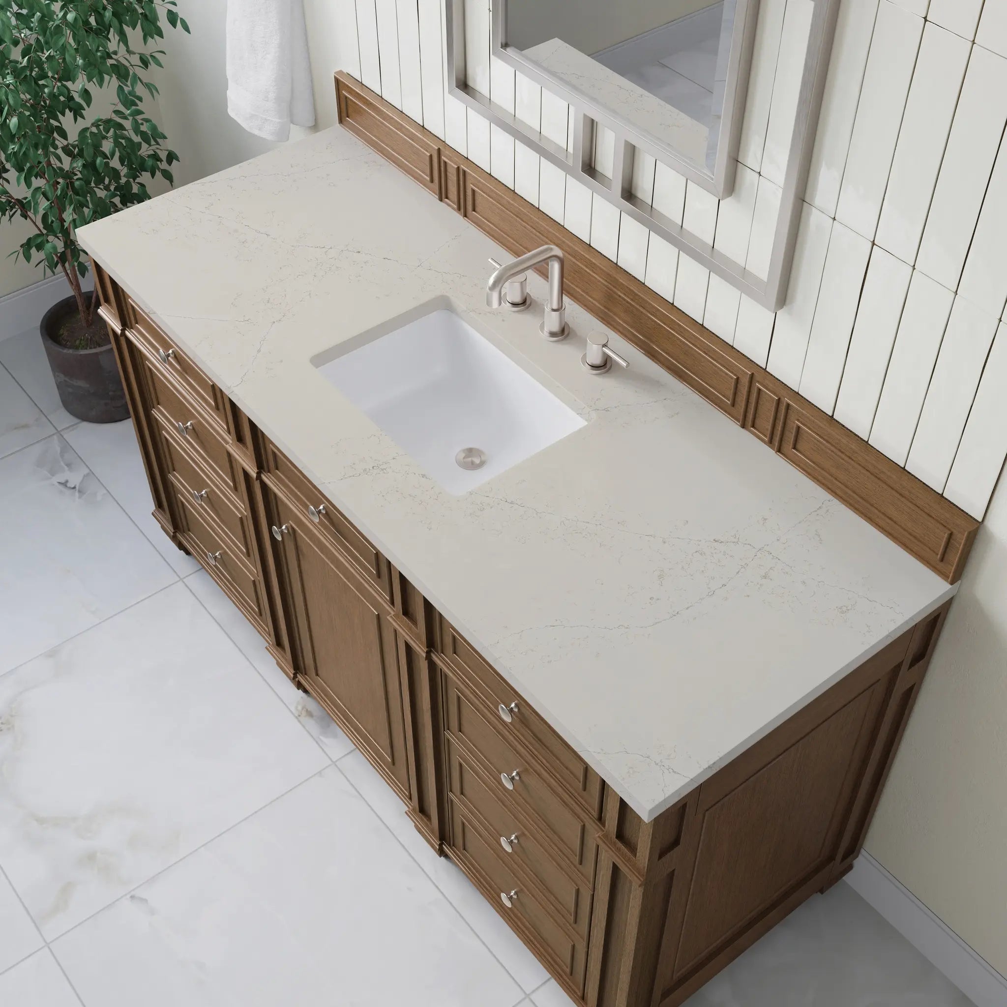 60 Bristol Single Vanity In Saddle Brown Standard Siberian Silestone 8 Widespread 5