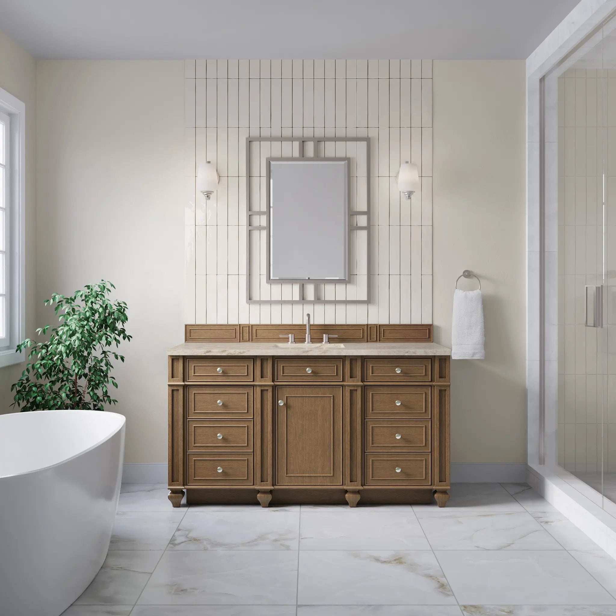60 Bristol Single Vanity In Saddle Brown Standard Tajnar Eclos 8 Widespread 2