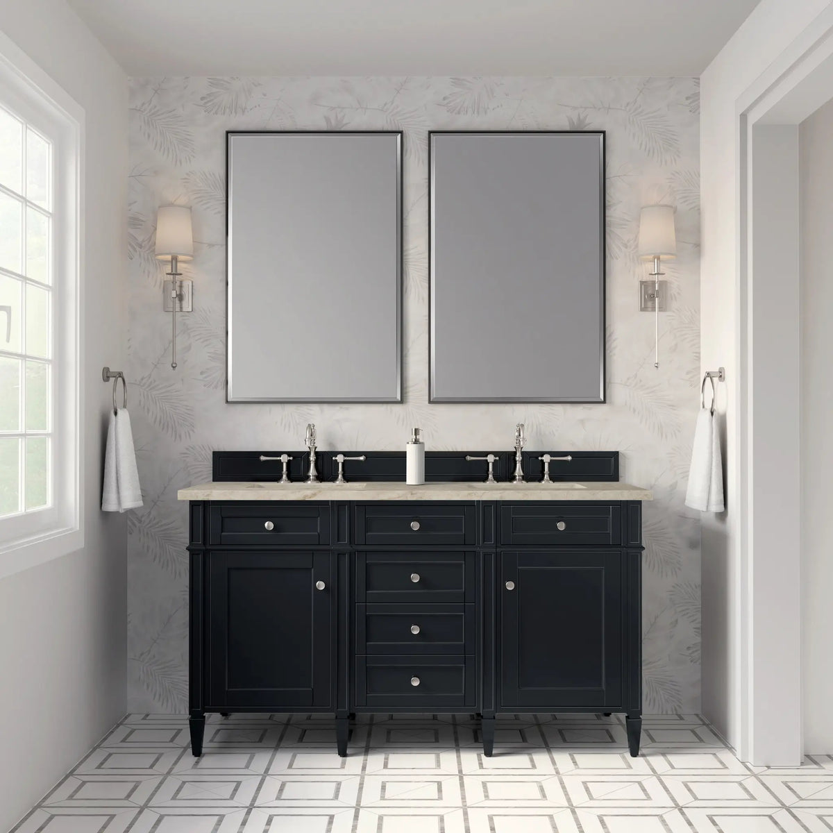 60 Brittany Double Vanity In Black Onyx Power Enabled Tajnar Eclos 8 Widespread 5