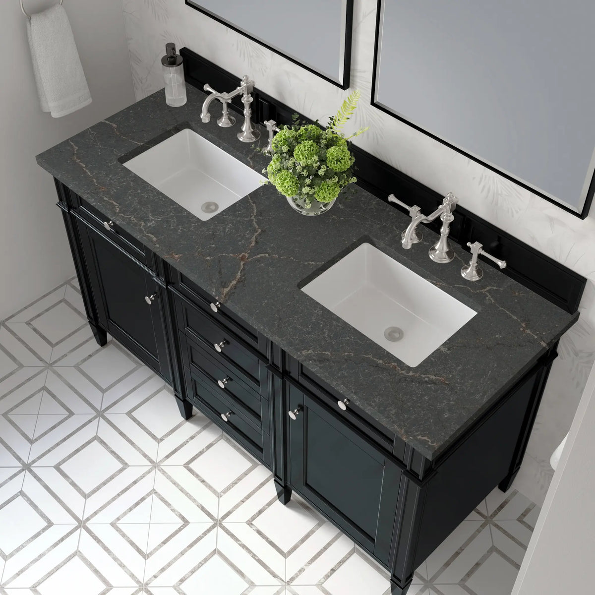60 Brittany Double Vanity In Black Onyx Standard Parisien Bleu Silestone 8 Widespread 7