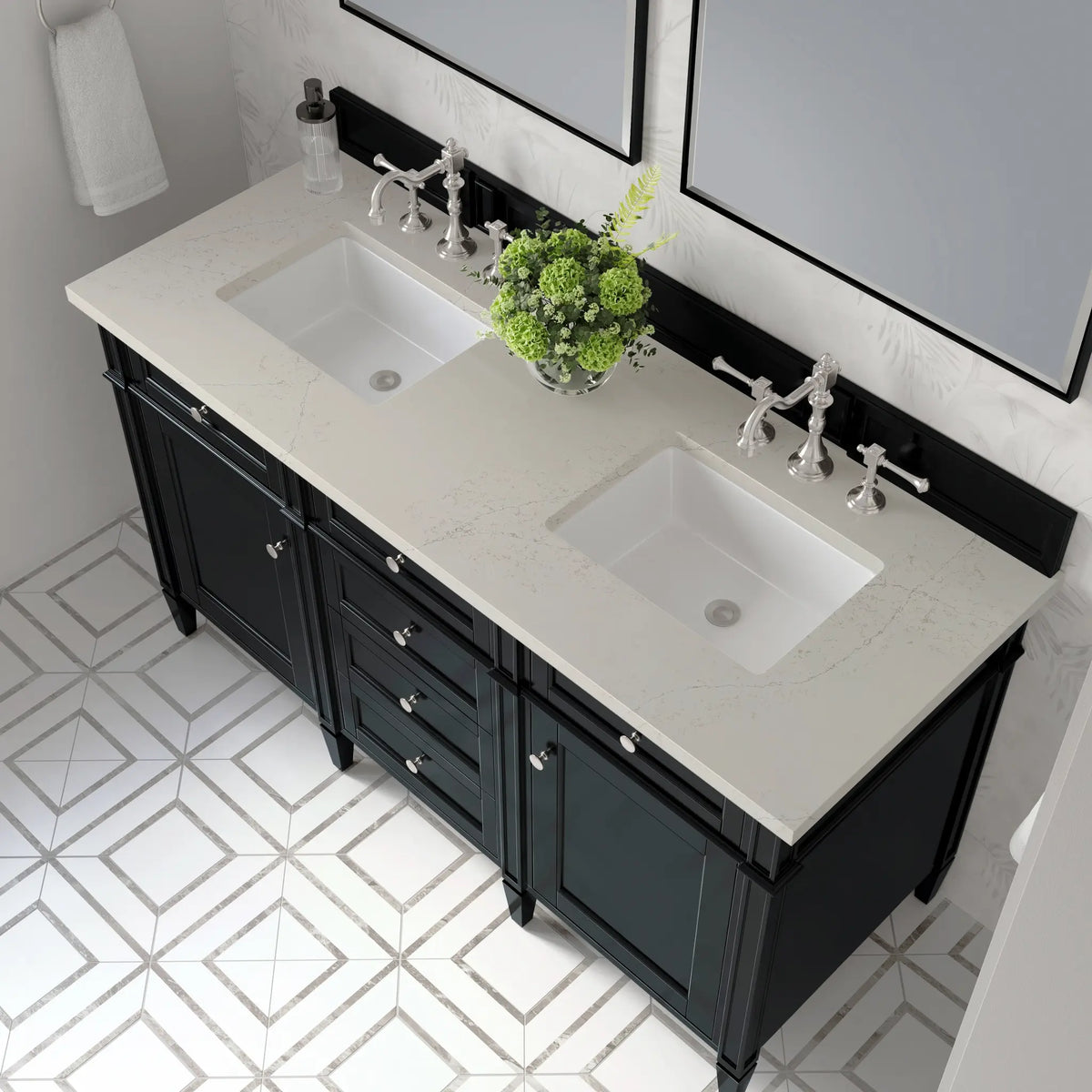 60 Brittany Double Vanity In Black Onyx Standard Siberian Silestone 8 Widespread 6