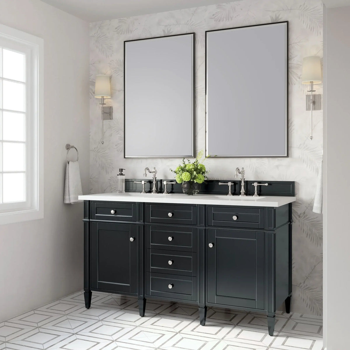 60 Brittany Double Vanity In Black Onyx Standard White Zeus Silestone 8 Widespread 4