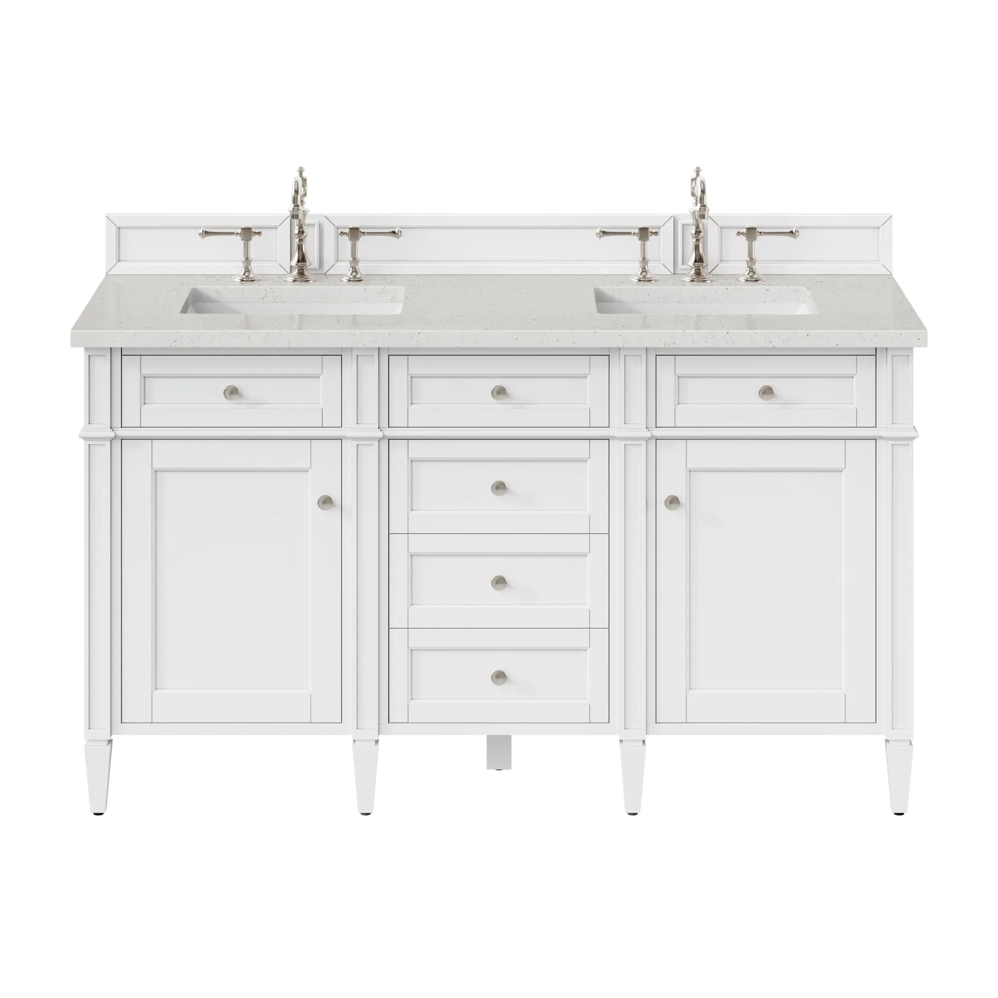 60" Brittany Double Vanity in Bright White Vanity-Lime Delight Silestone-8" Widespread image