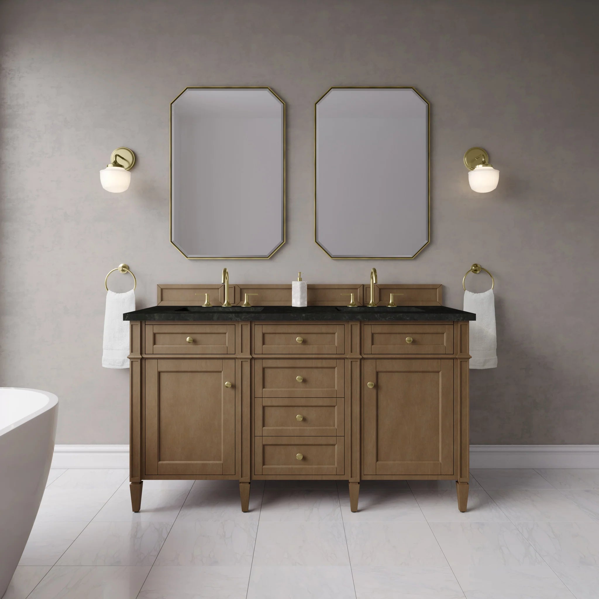 60" Brittany Double Vanity in Pecan by James Martin Vanities-Phantome Eclos 1