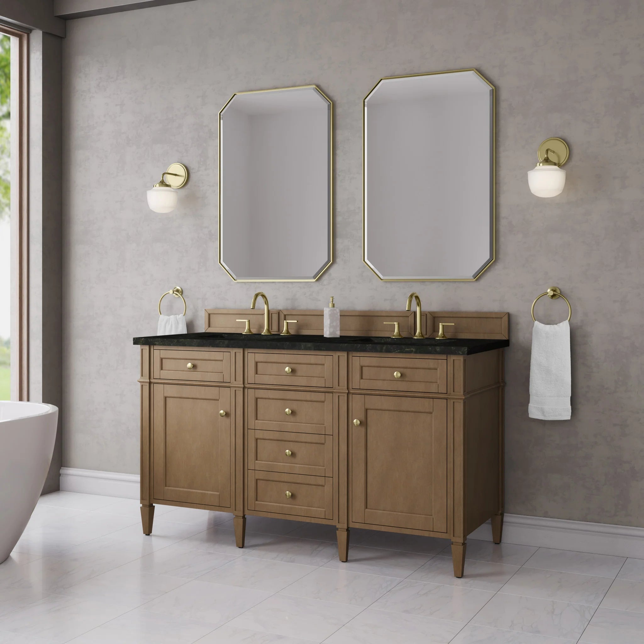 60" Brittany Double Vanity in Pecan by James Martin Vanities-Phantome Eclos 2