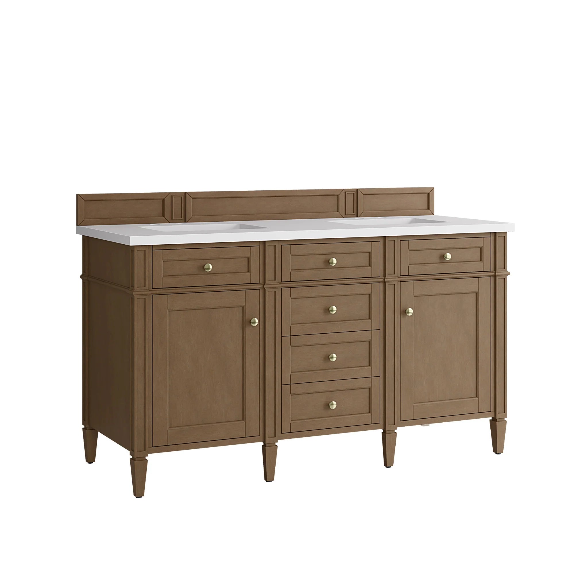 60" Brittany Double Vanity in Pecan by James Martin Vanities-White Zeus Silestone 10