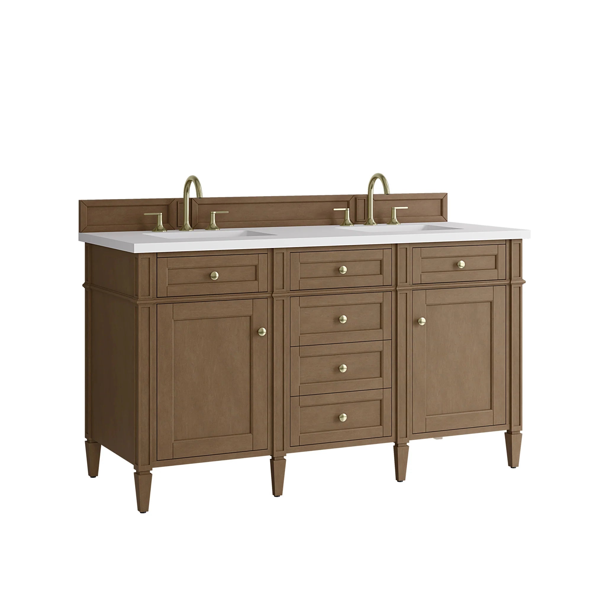 60" Brittany Double Vanity in Pecan by James Martin Vanities-White Zeus Silestone 11