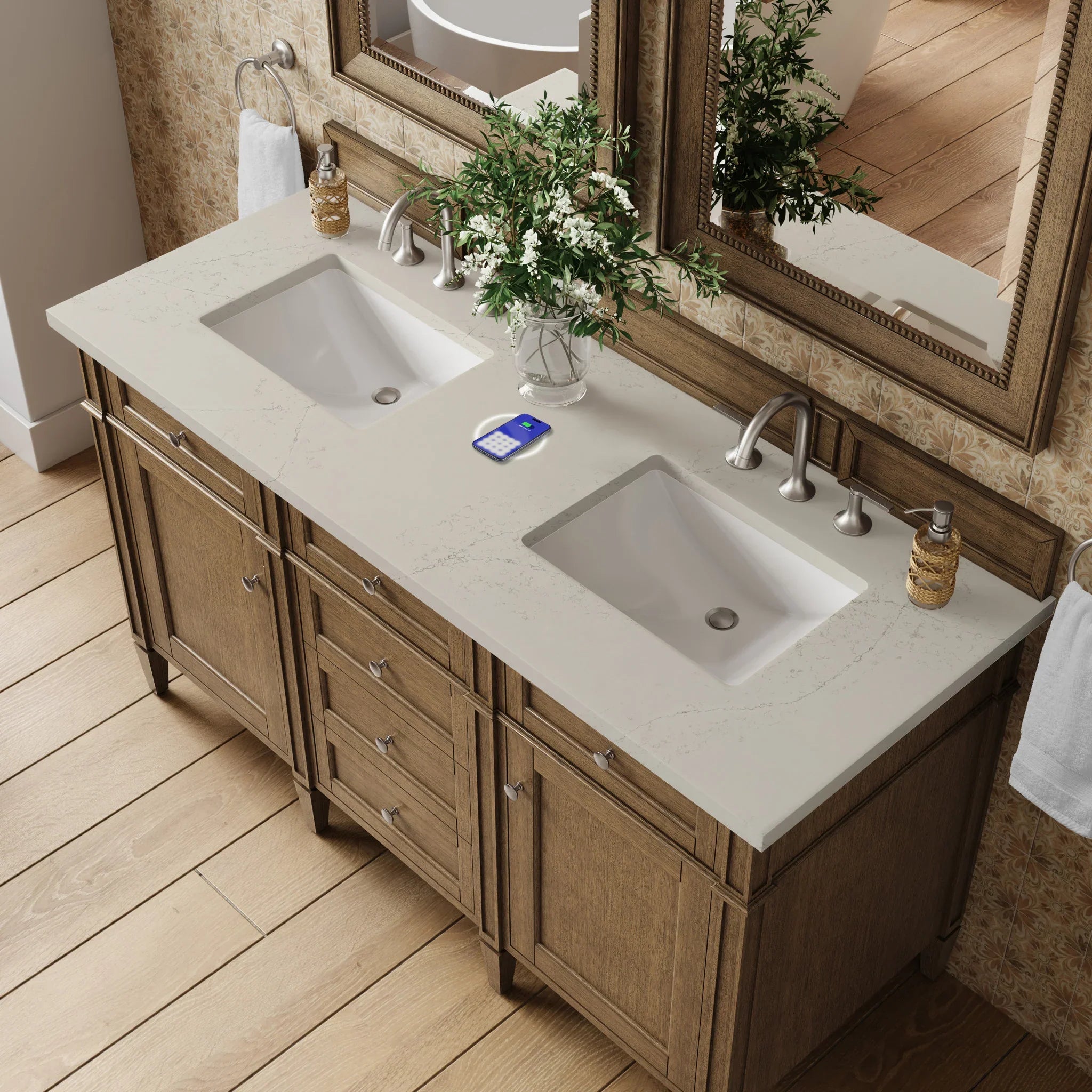 60-brittany-double-vanity-in-saddle-brown-w-freepower-wireless-charger-by-james-martin-vanities-siberian-silestone image 7